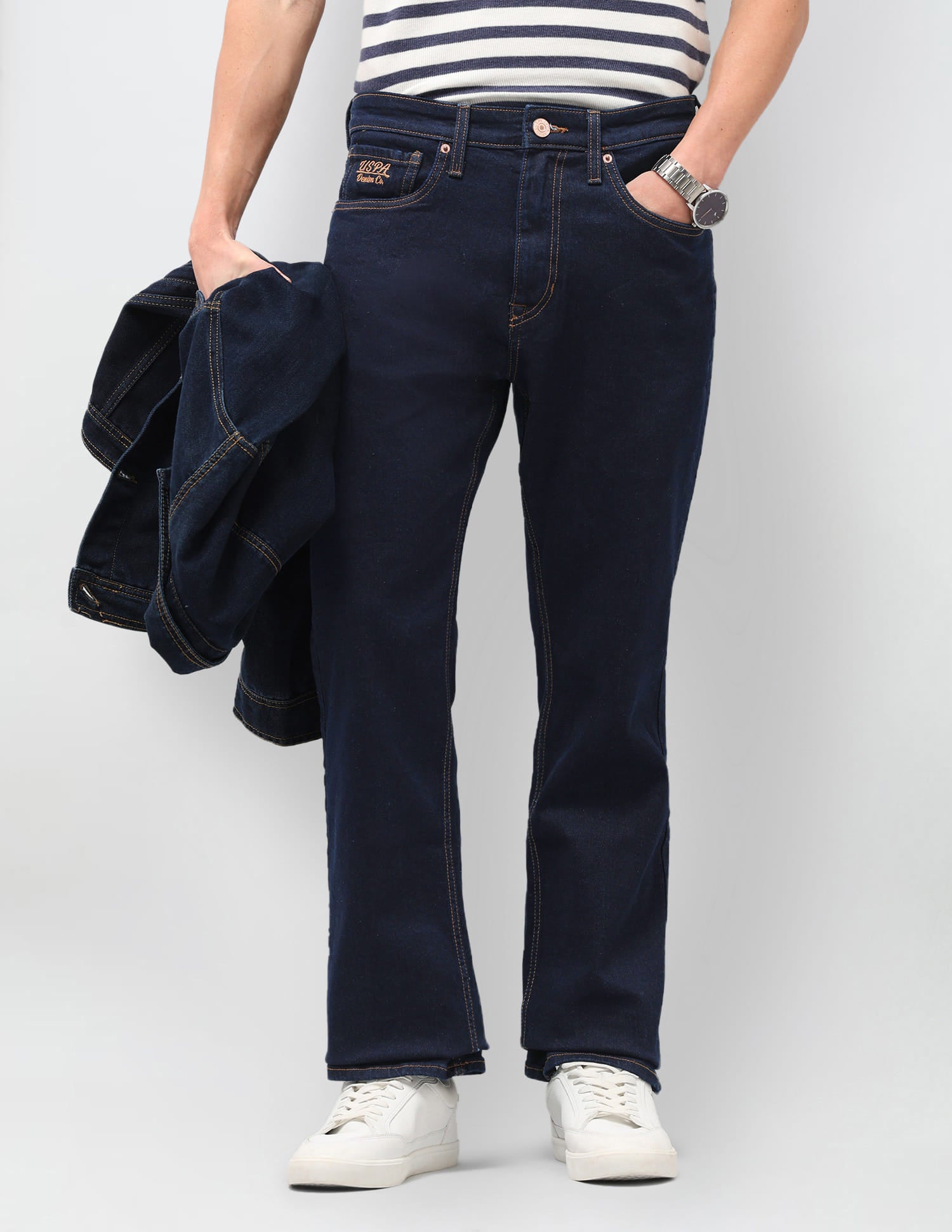 Solid Connor Boot Cut Jeans Blue - U.S. Polo Assn. India | Large