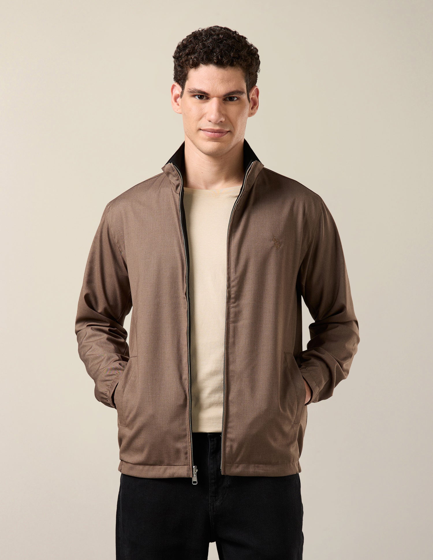 Solid Regular Fit Reversible Jacket Brown - U.S. Polo Assn. India | Large