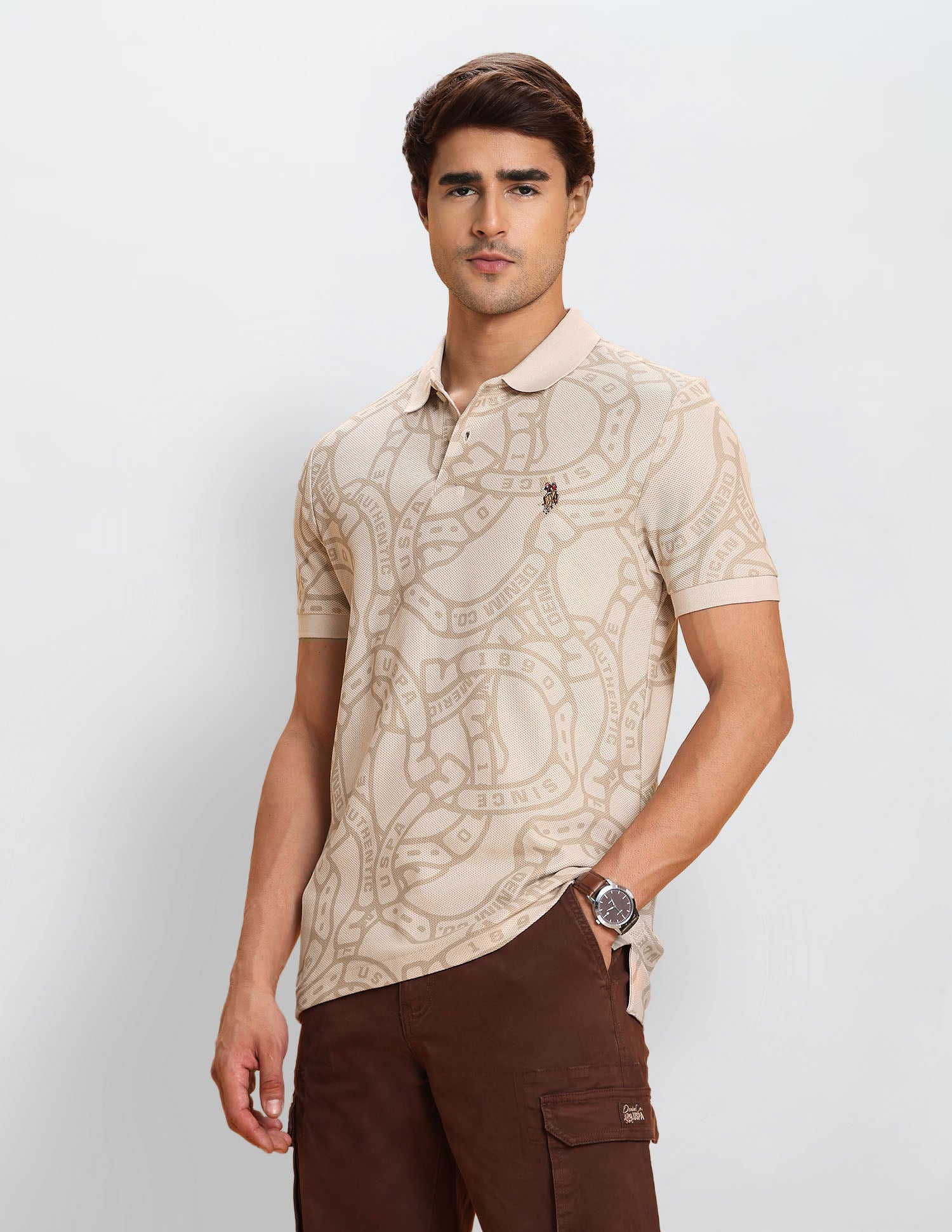 Pure Cotton All-Over Printed Polo Shirt