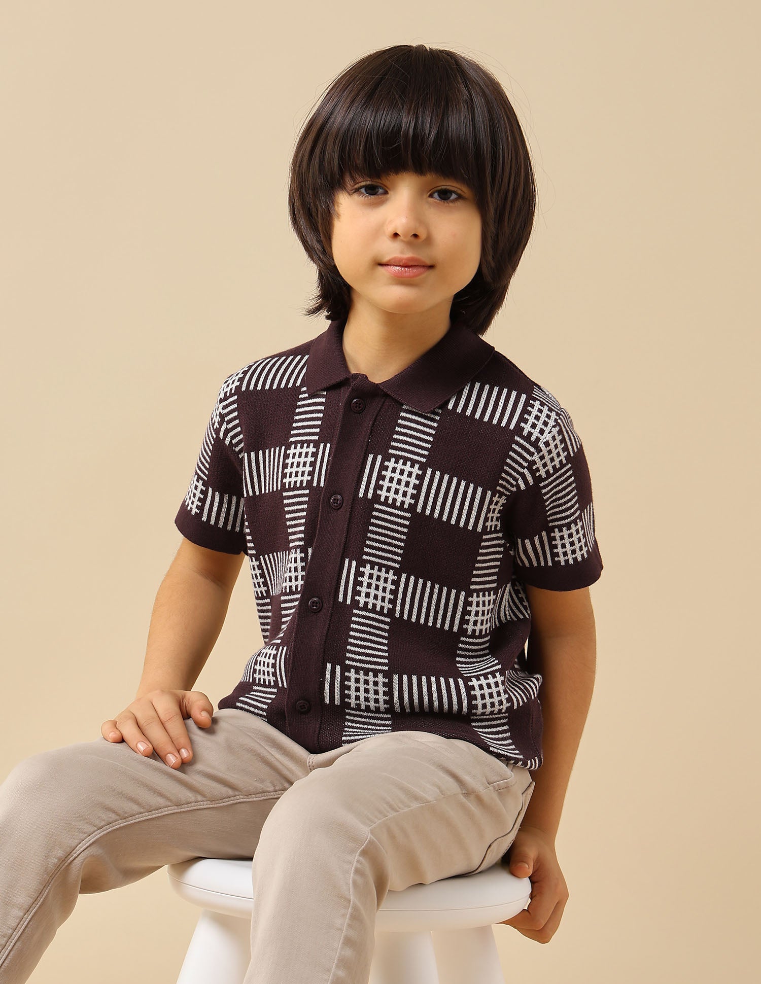 Boys Textured Regular Fit Polo Shirt