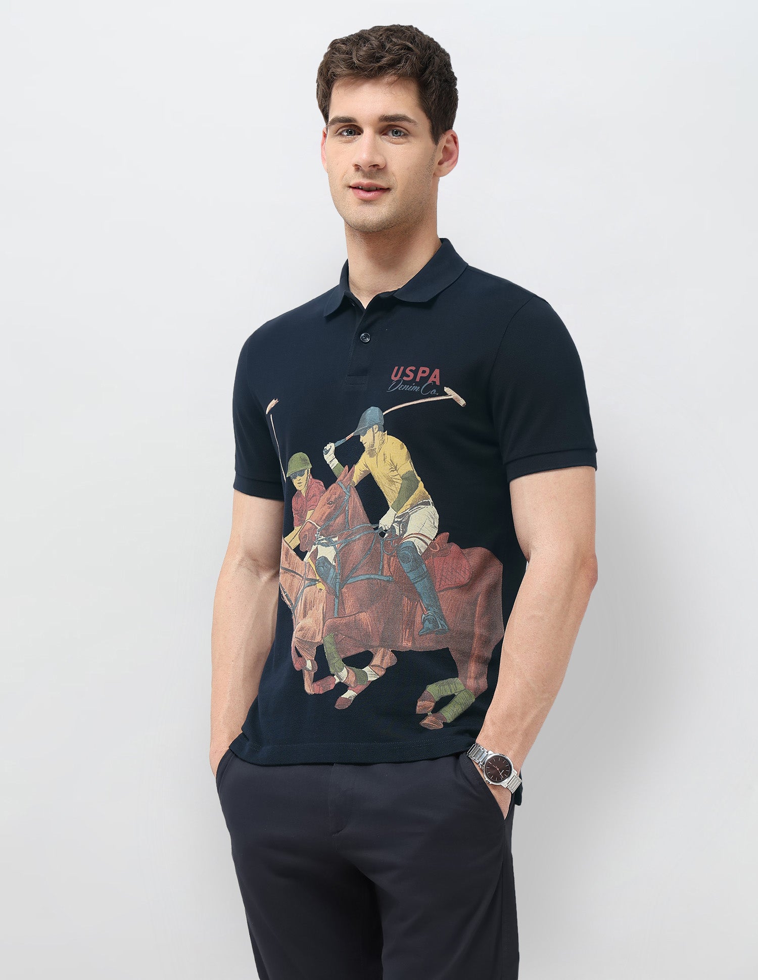 Graphic Printed Regular Fit Polo Shirt