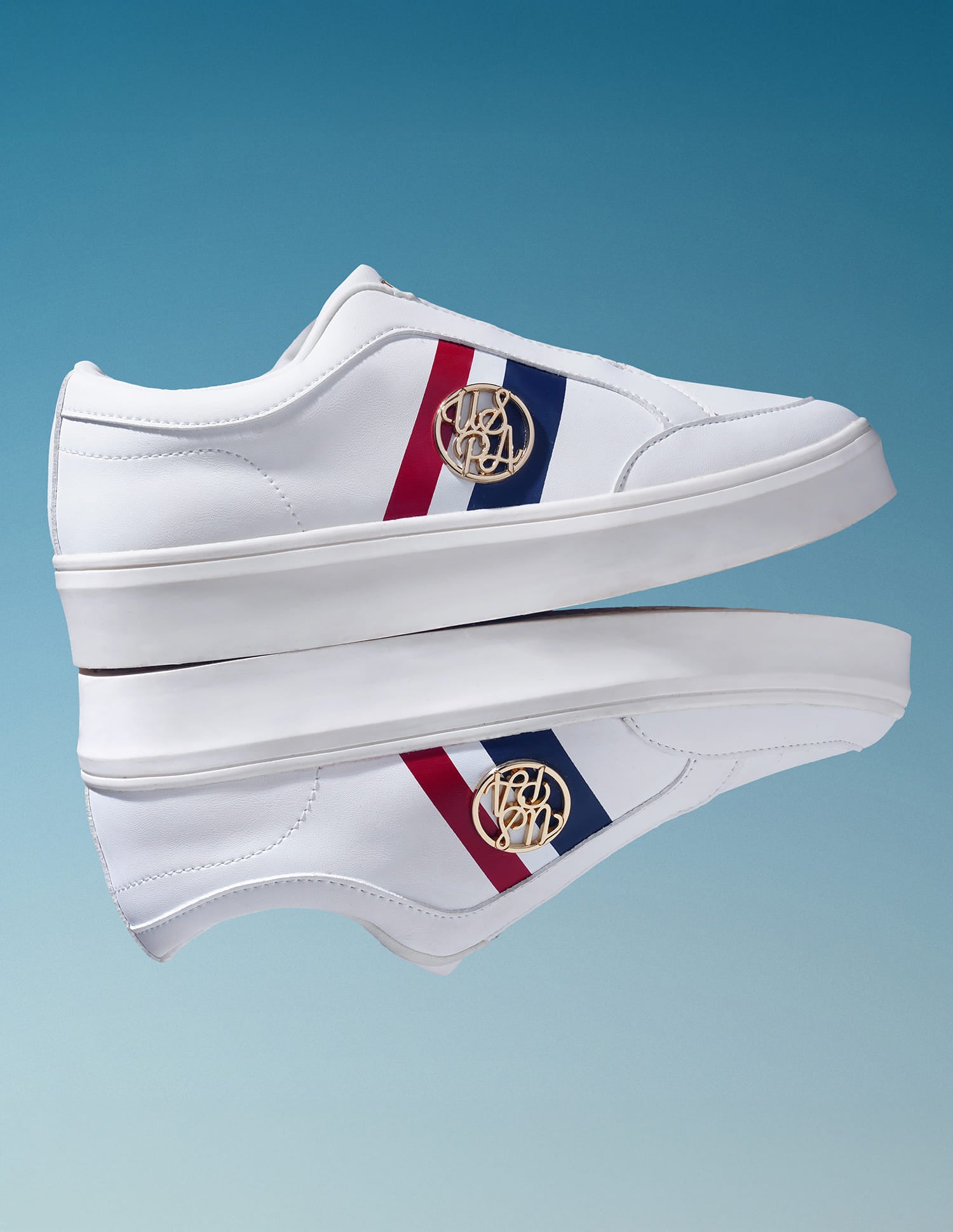 Women Tiziana Striped Sneakers White - U.S. Polo Assn. India | Large