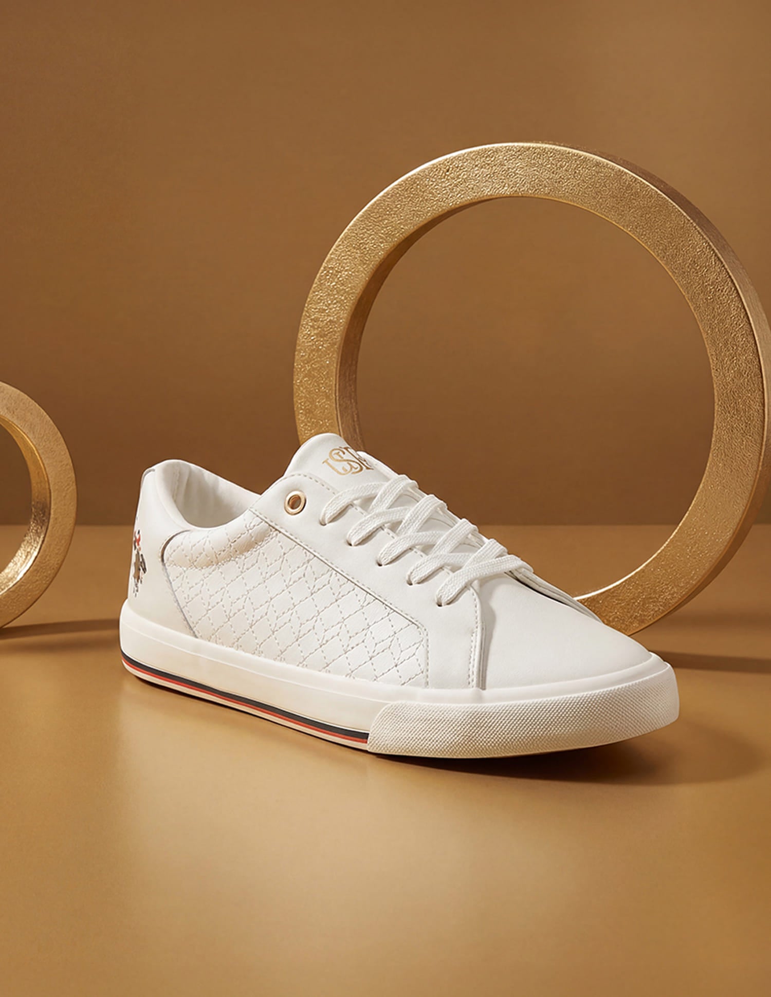 Heidi 2.0 White Quilting Detail Sneakers Shoes White - U.S. Polo Assn. India | Large