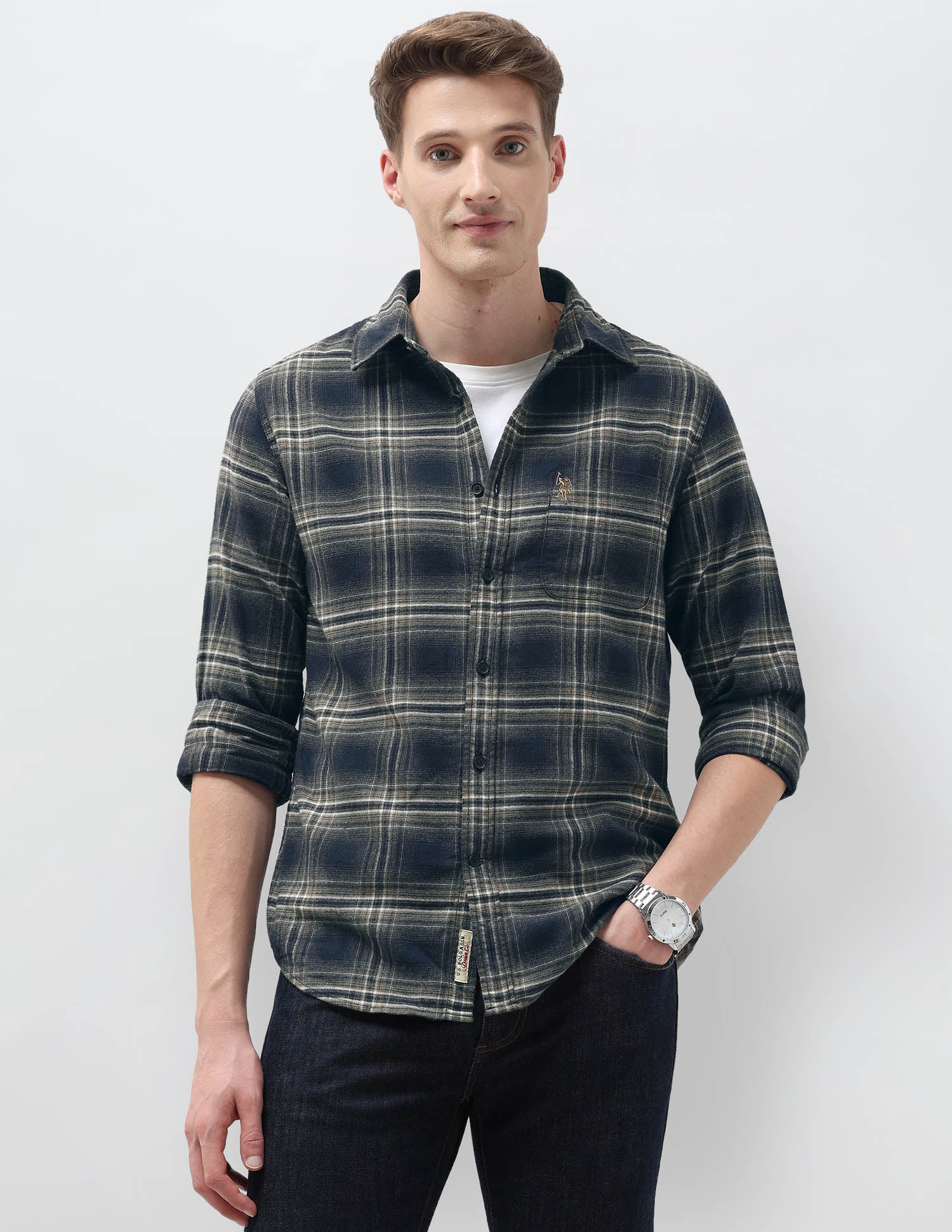 Tartan Checked Regular Fit Shirt Navy - U.S. Polo Assn. India | Large