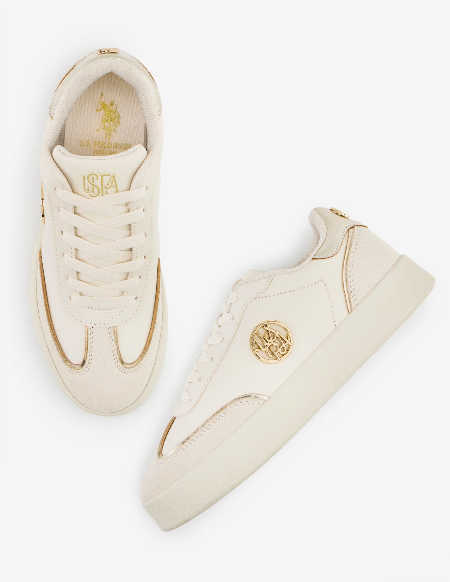 Marcelline Lace-Ups Suede Sneakers Beige - U.S. Polo Assn. India | Large