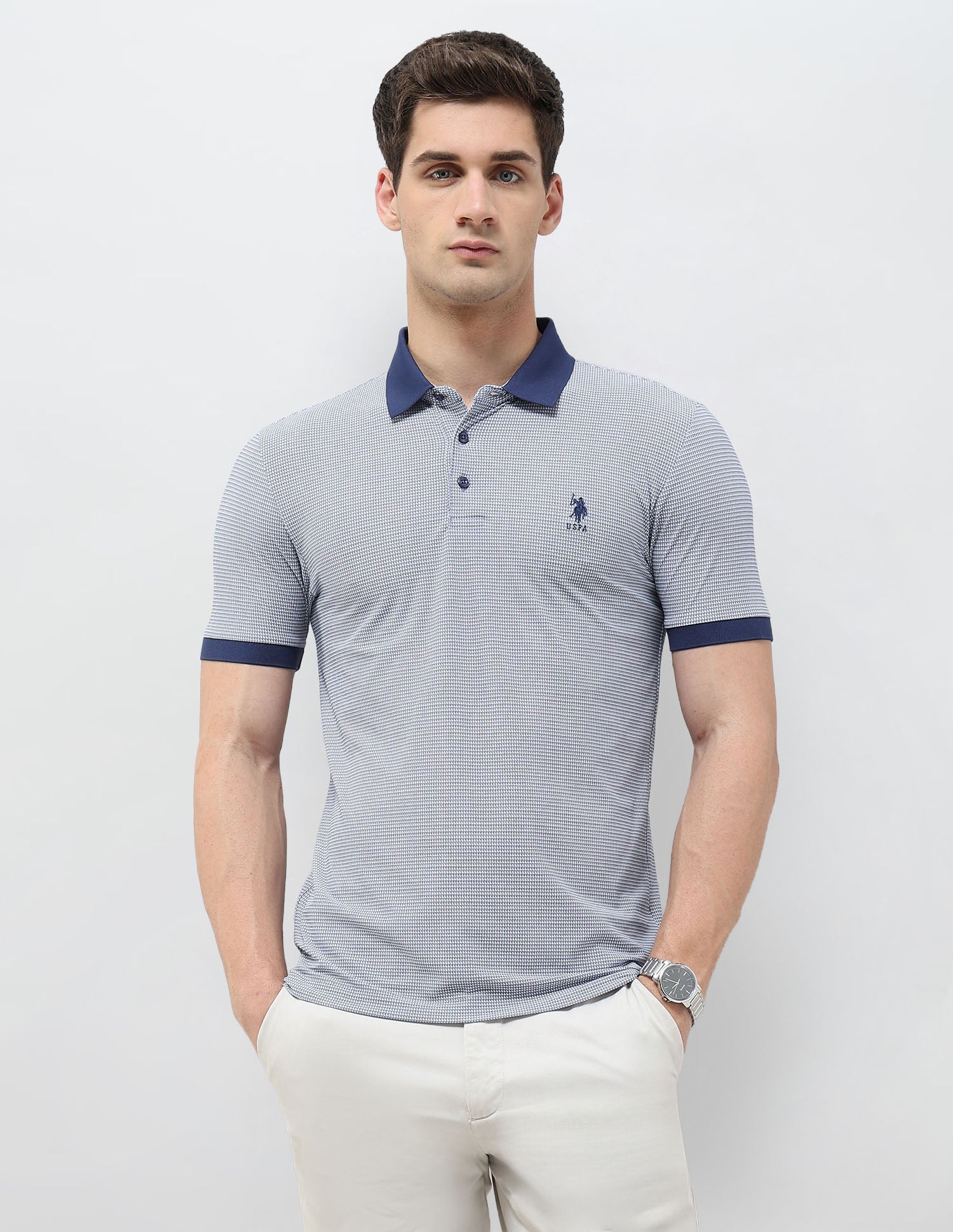 All-Over Printed Slim Fit Polo Shirt