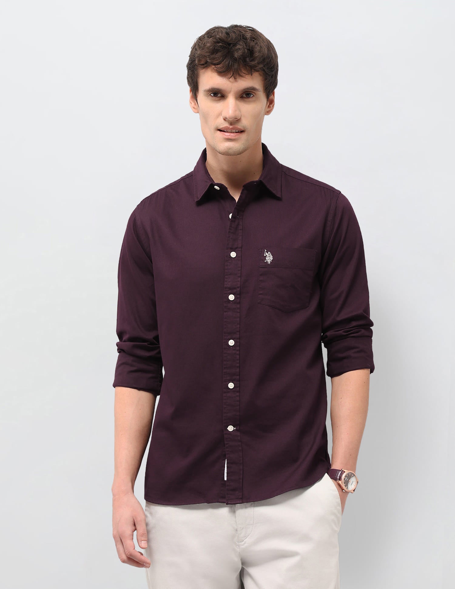 Solid Tailored Fit Shirt Red - U.S. Polo Assn. India | Large