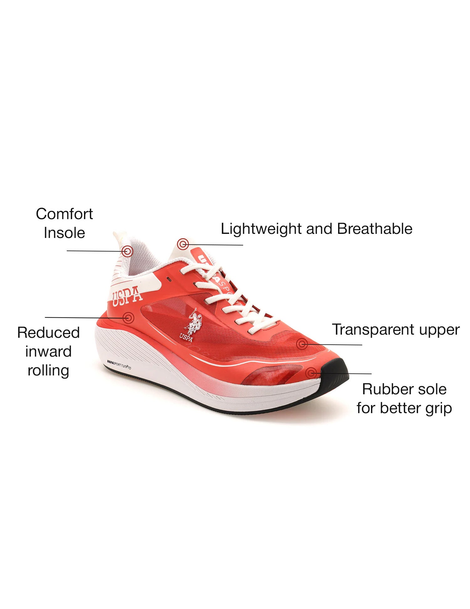 Men Henry Red Uspa Sport  Runpro Running Shoes Red - U.S. Polo Assn. India | Large