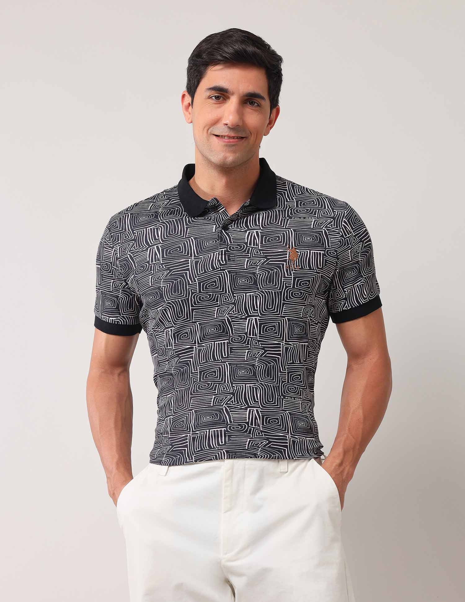 Abstract Printed Pure Cotton Polo Shirt