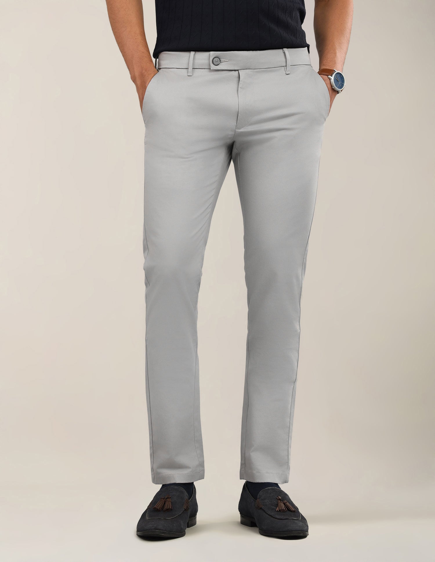 Textured Satin Trousers Grey - U.S. Polo Assn. India | Large
