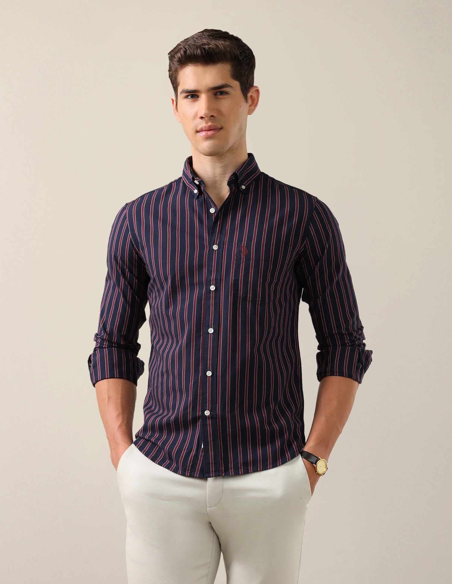 Oxford Tailored Fit Shirt Red - U.S. Polo Assn. India | Large