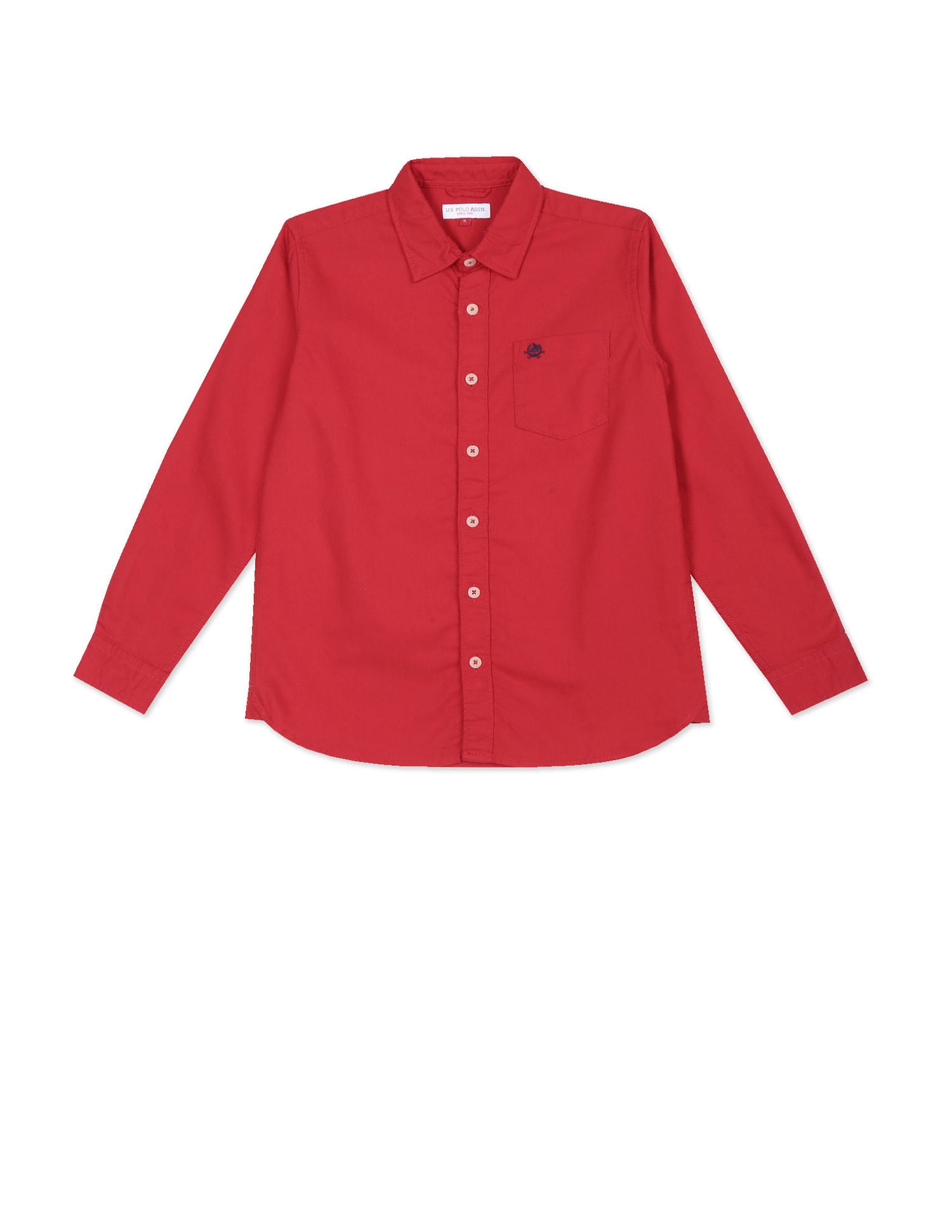 Boys Red Spread Collar Solid Shirt Red - U.S. Polo Assn. India | Large