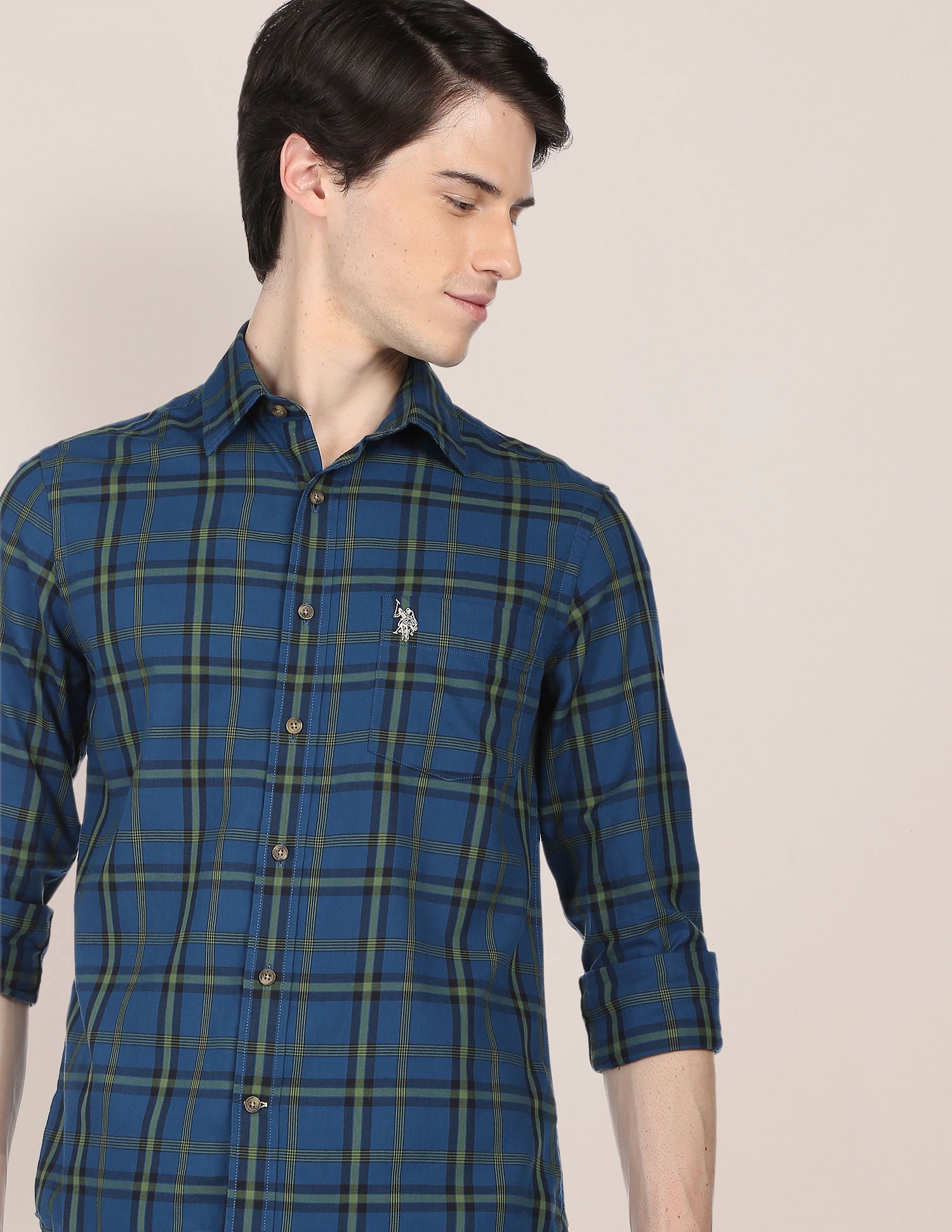 Tartan Check Twill Casual Shirt Navy - U.S. Polo Assn. India | Large