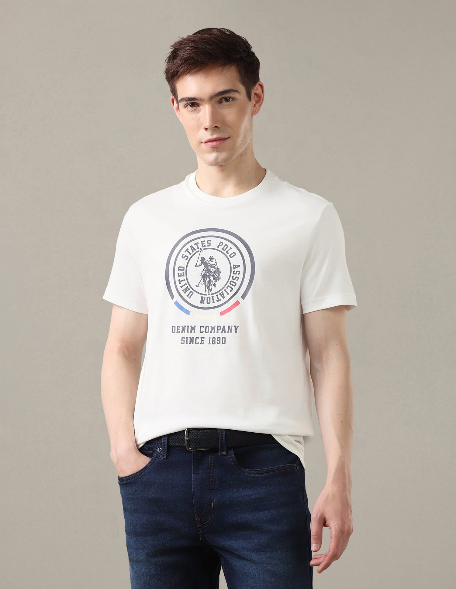 Graphic Brand Printed Regular Fit T-Shirt White - U.S. Polo Assn. India | Large