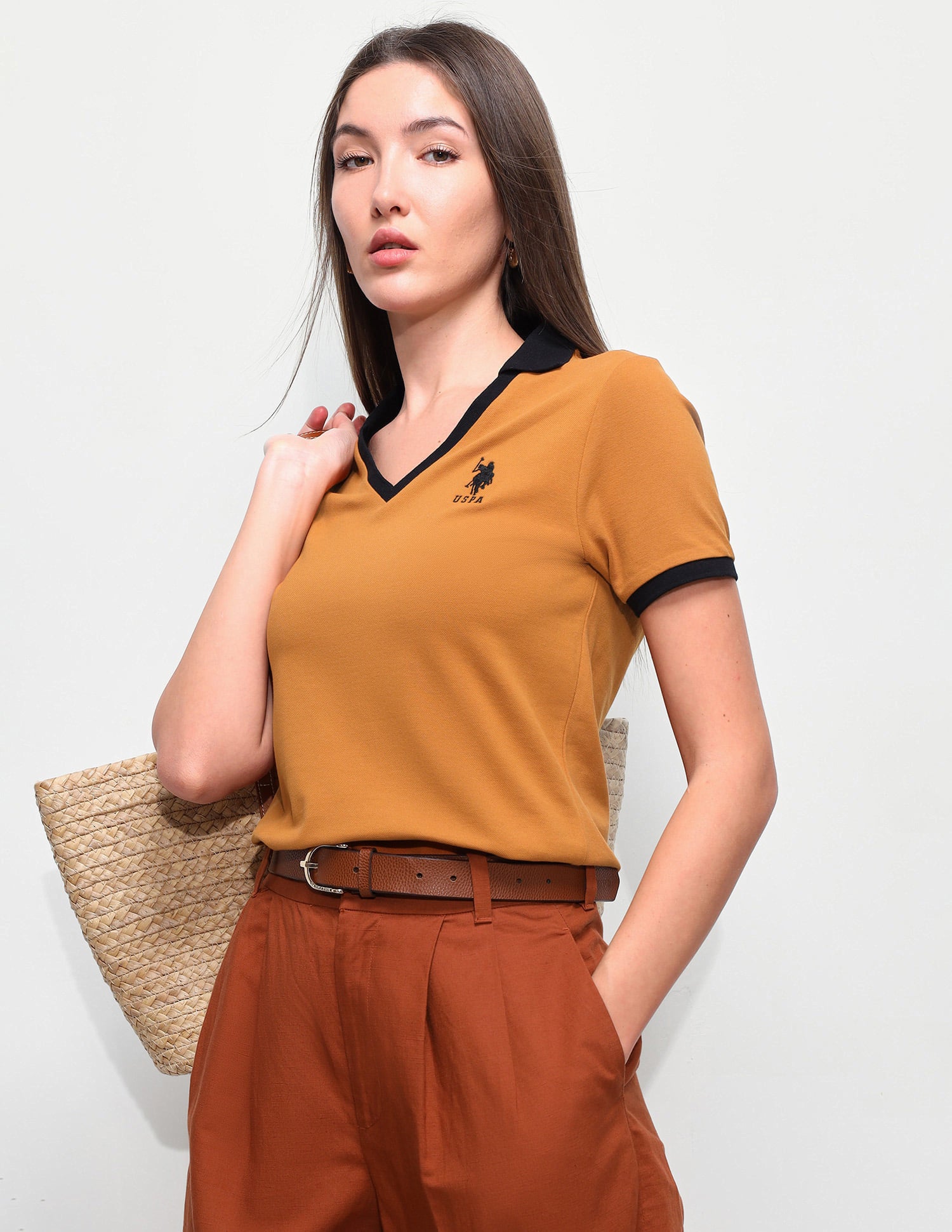 Solid Regular Fit Polo Shirt Orange - U.S. Polo Assn. India | Large