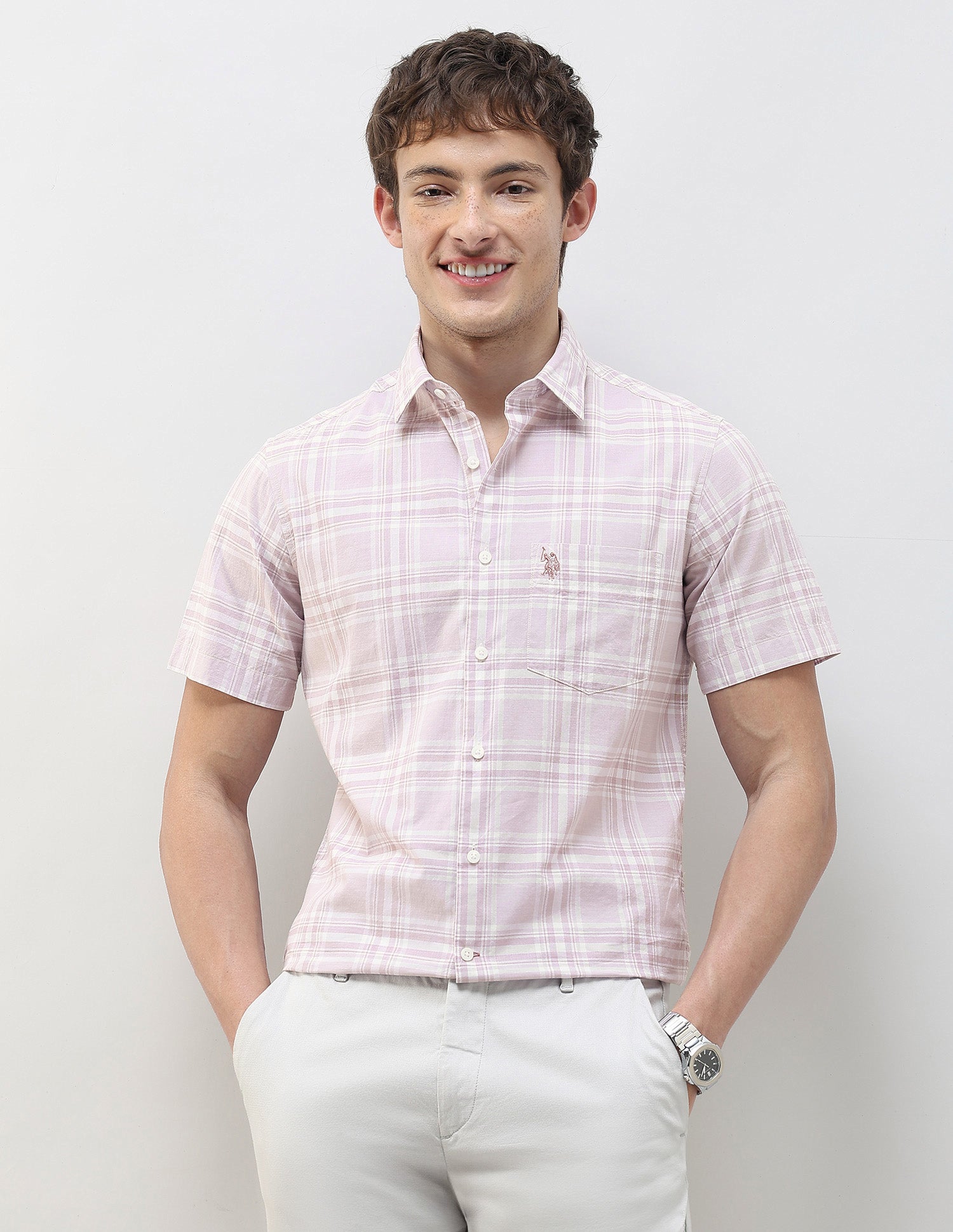Tartan Checked Regular Fit Shirt Pink - U.S. Polo Assn. India | Large
