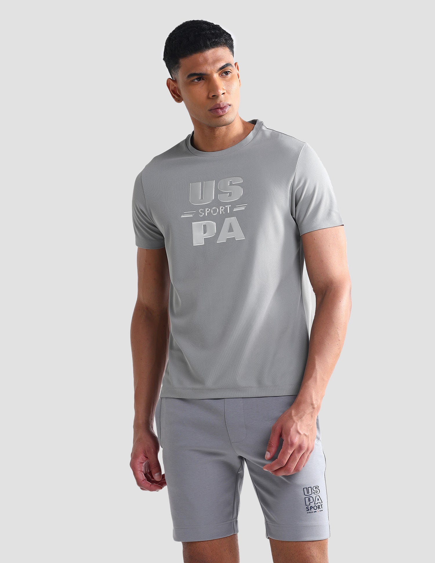 Brand Print Slim T-Shirt Grey - U.S. Polo Assn. India | Large