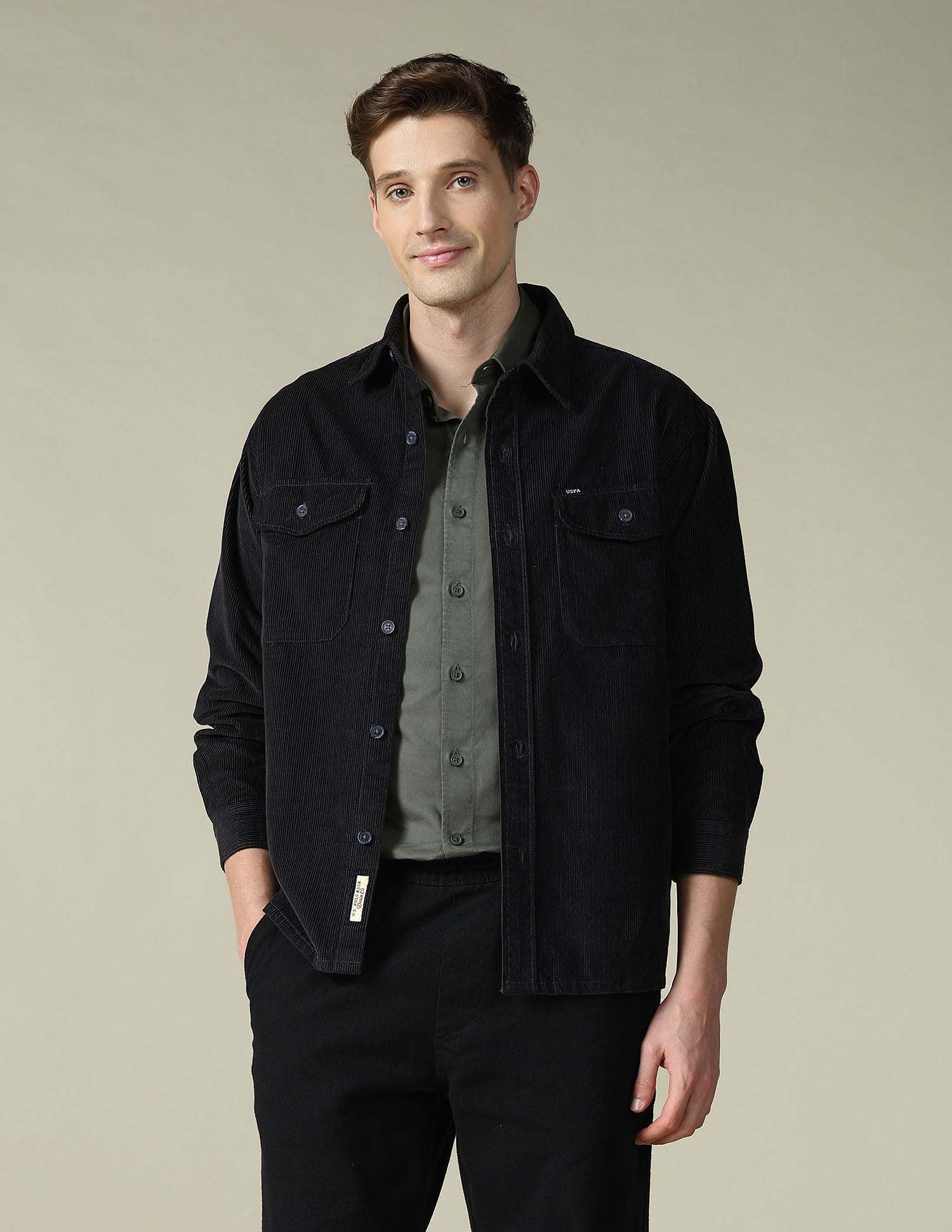 Twill Regular Fit Shirt Olive - U.S. Polo Assn. India | Large