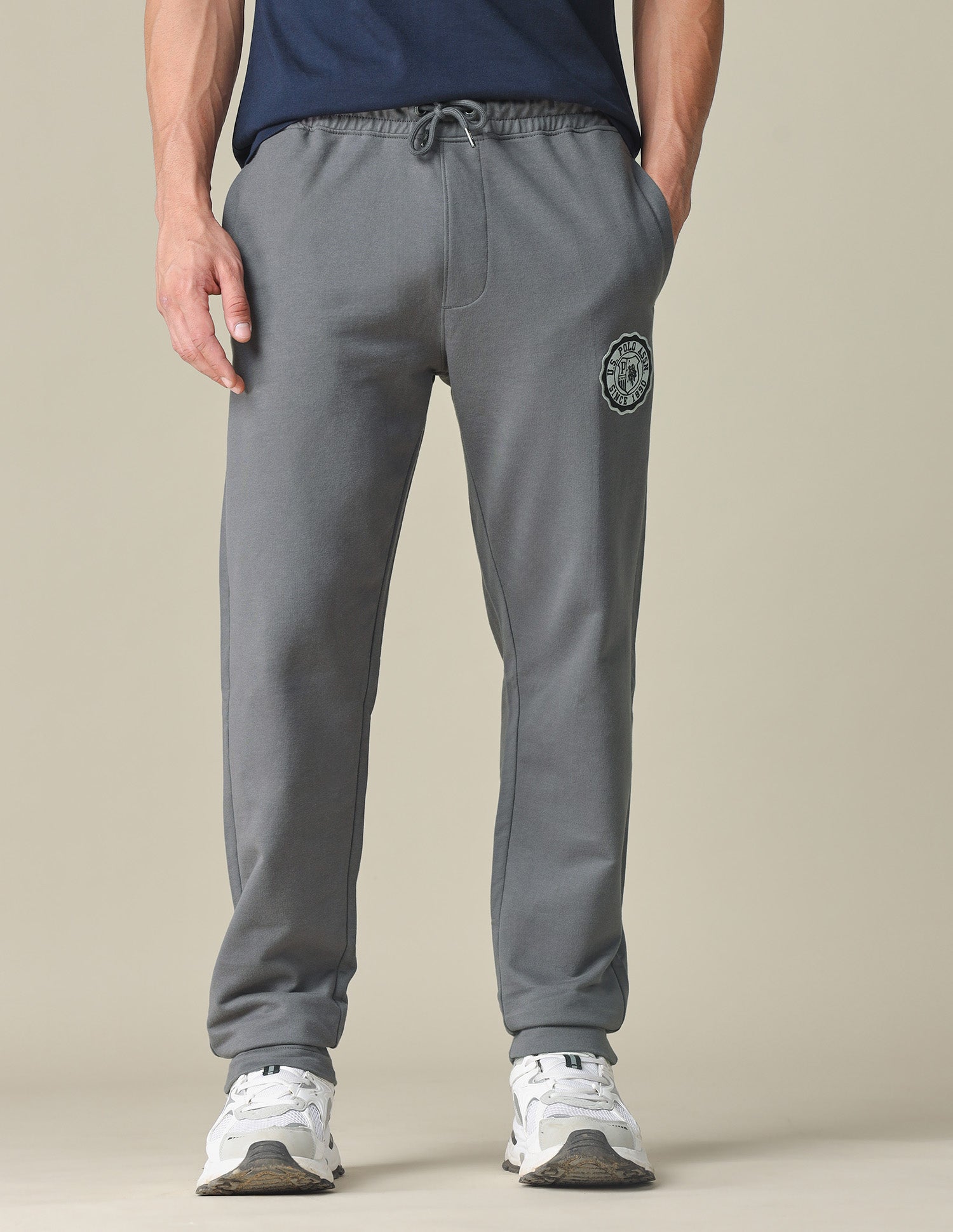 Mid Rise Solid Track Pants