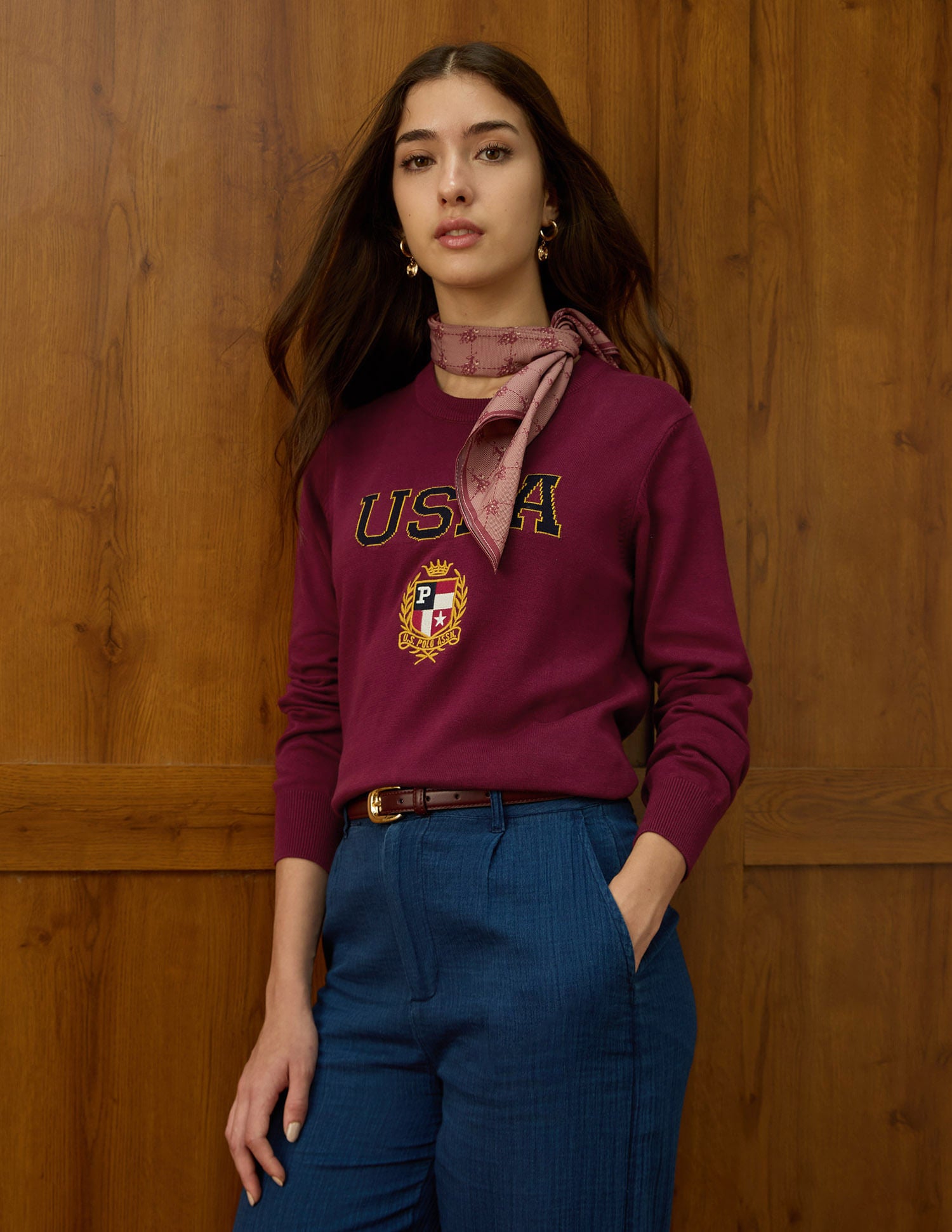 Brand Printed Regular Fit Sweater