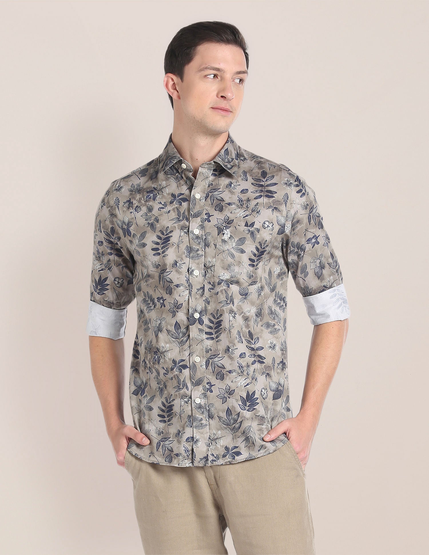 Floral Print Sateen Shirt