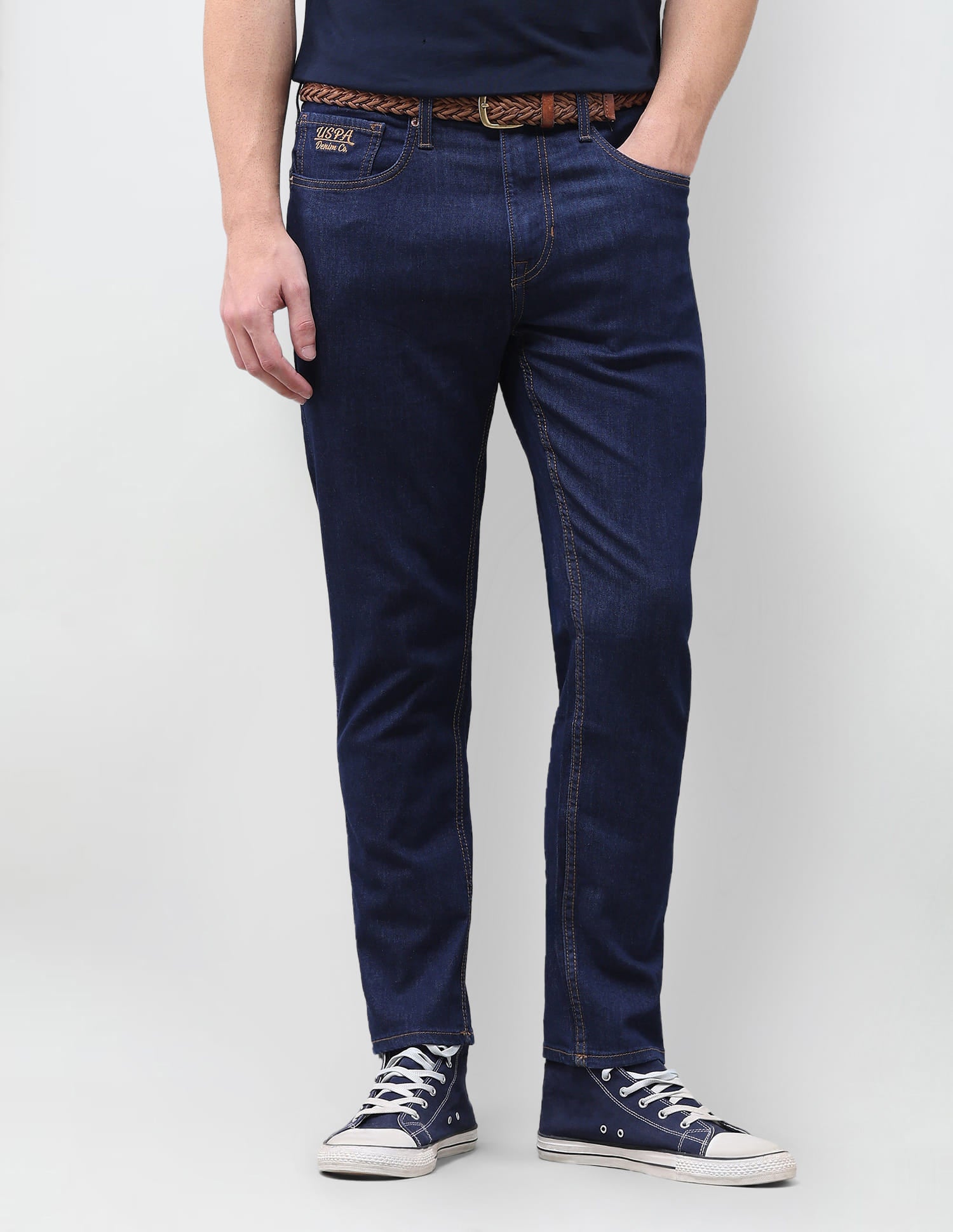 Solid Tapered Fit Jeans Blue - U.S. Polo Assn. India | Large
