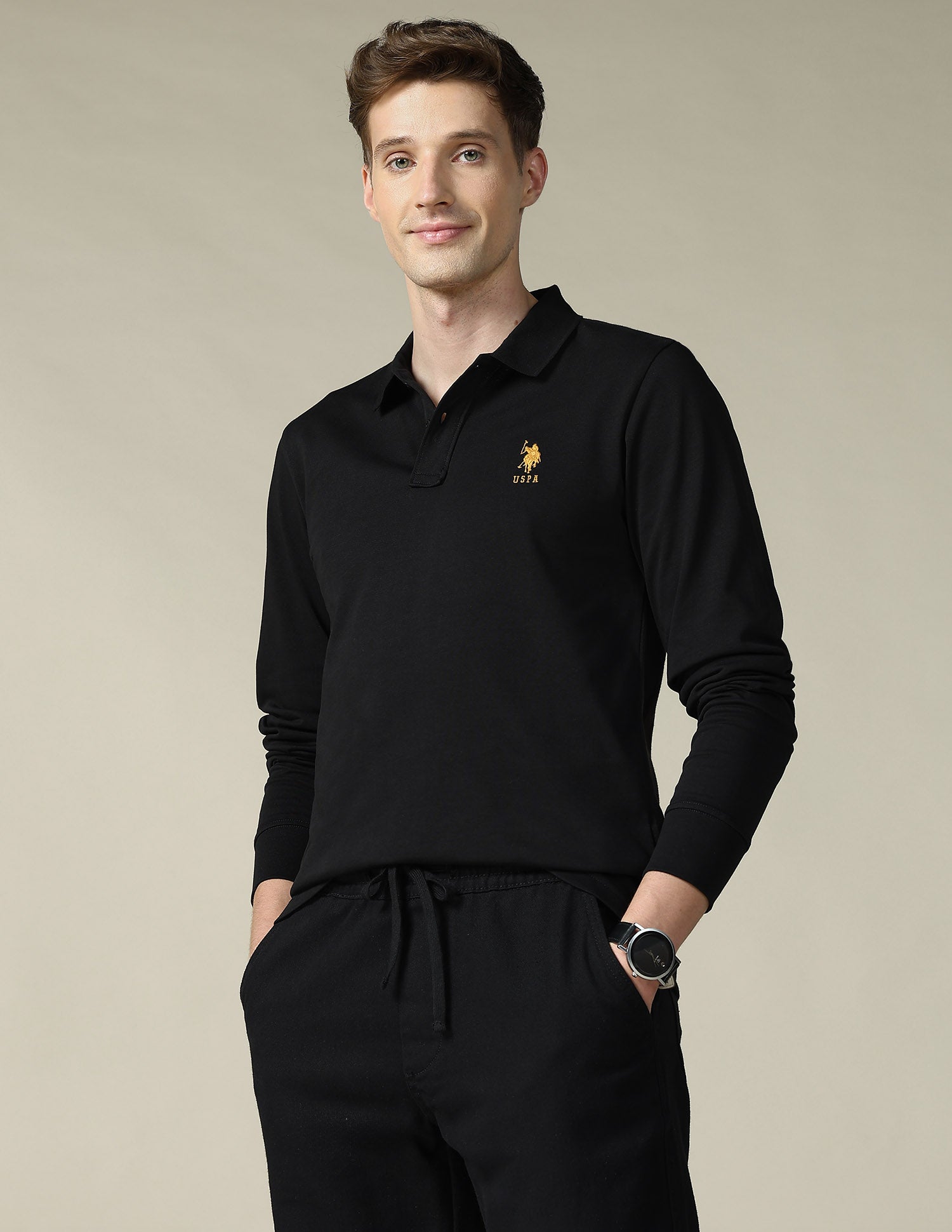 Solid Regular Fit Polo Shirt Black - U.S. Polo Assn. India | Large