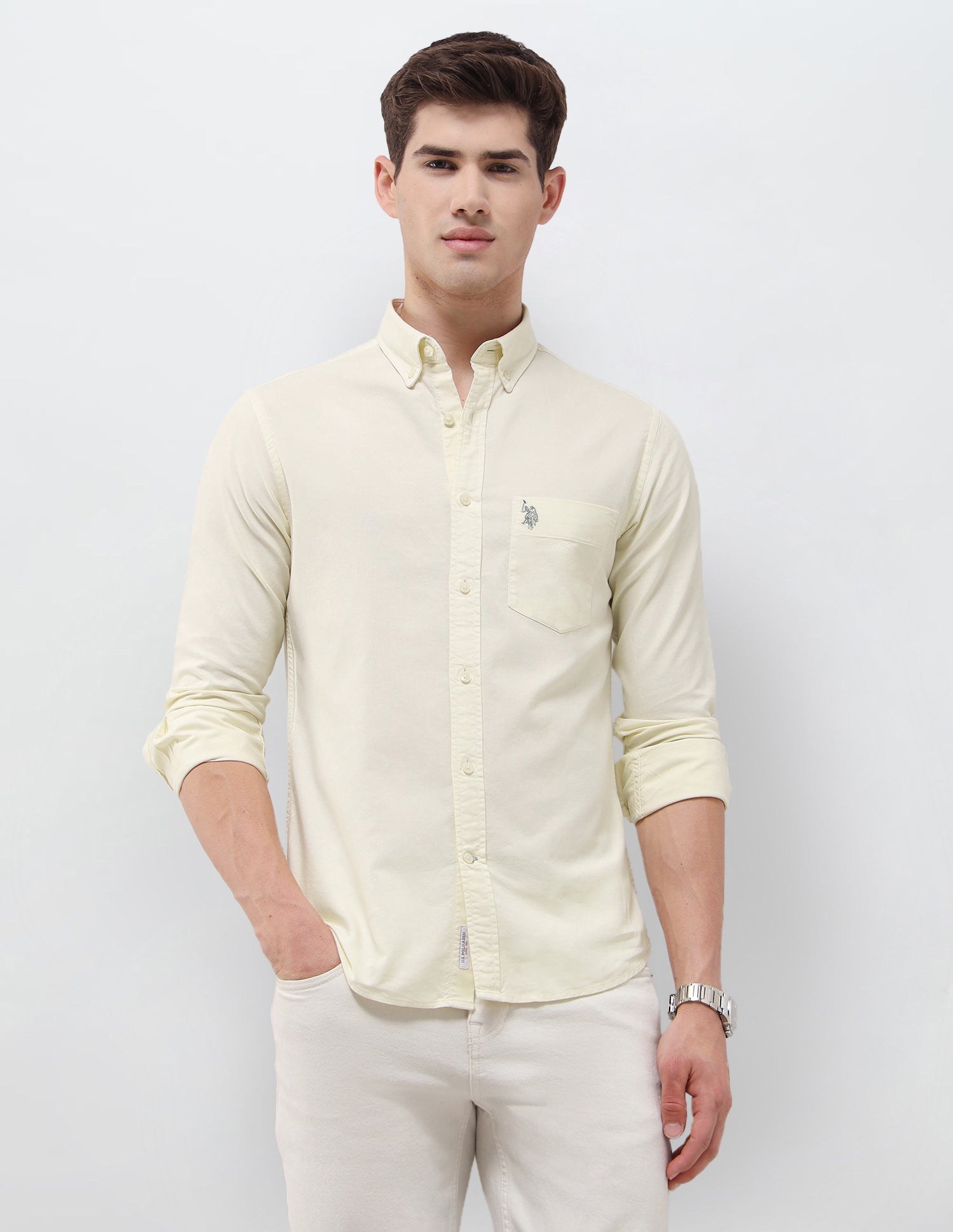Oxford Tailored Fit Shirt Yellow - U.S. Polo Assn. India | Large