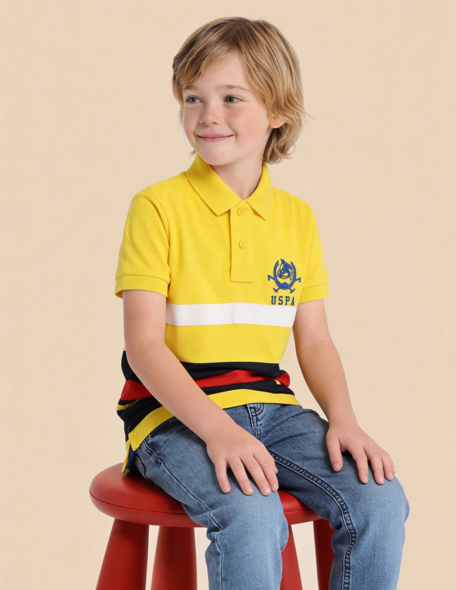 Horizontal Stripe Cotton Pique Polo Shirt