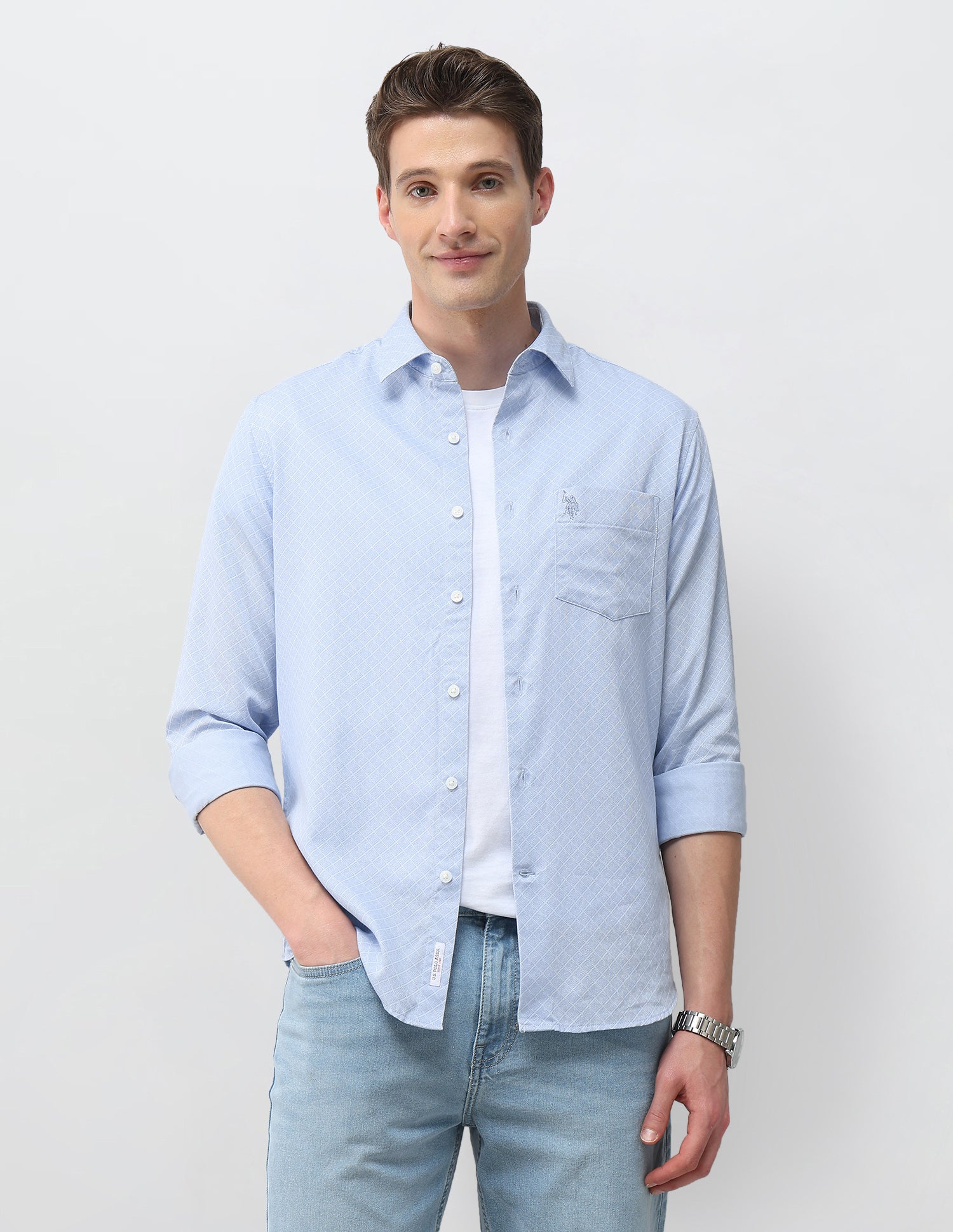 Geometric Printed Dobby Shirt