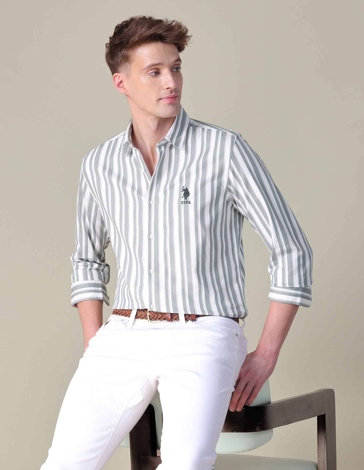 Vertical Striped Twill Shirt