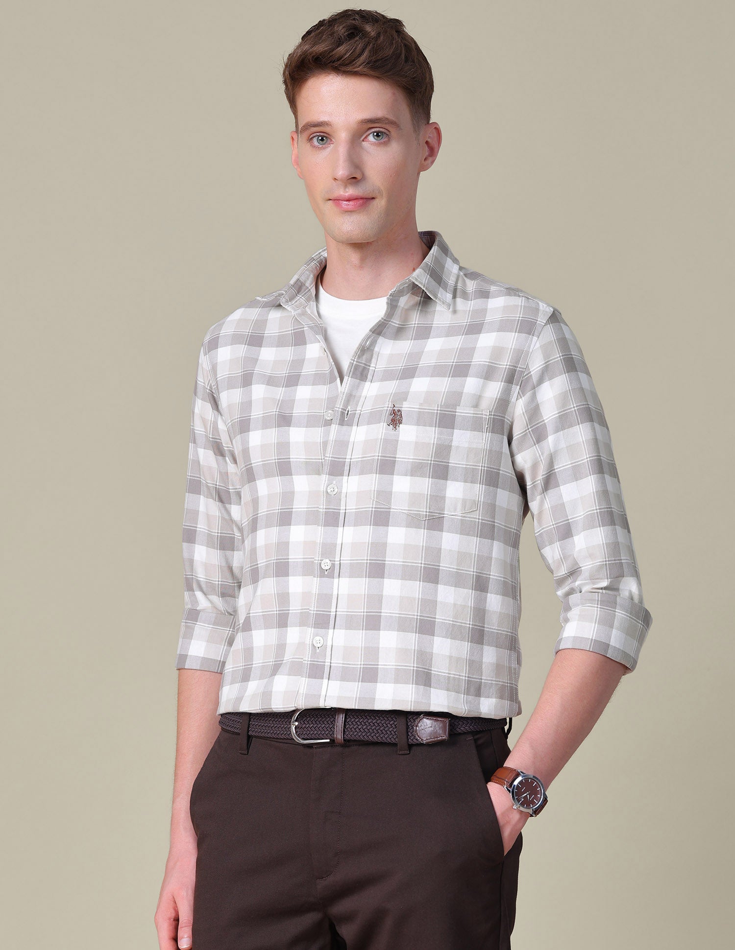 Grid Tattersall Checked Tailored Fit Shirt
