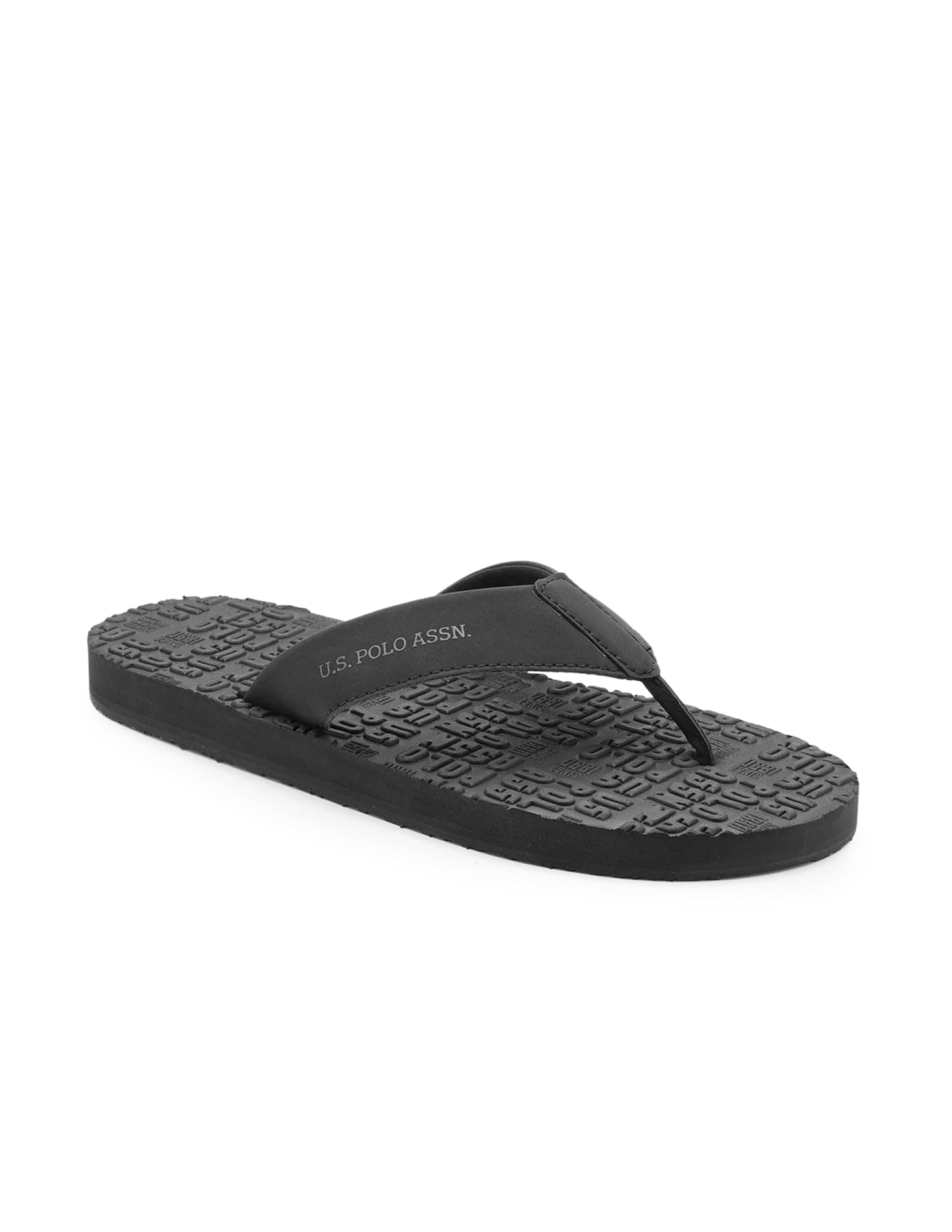 Rodri 2.0 Brand Embossed Flip Flops Black - U.S. Polo Assn. India | Large