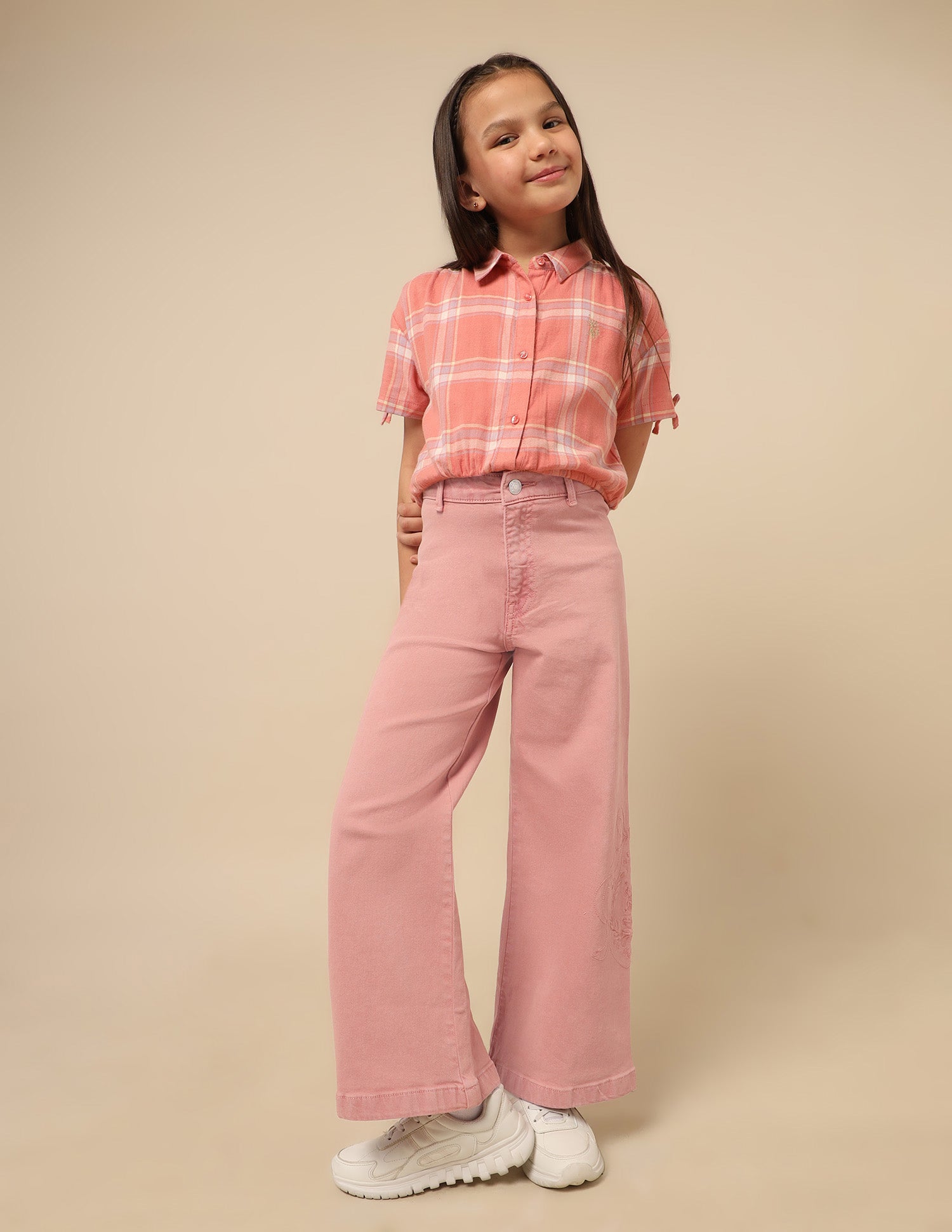 Girls Wide Leg Fit High Rise Jeans