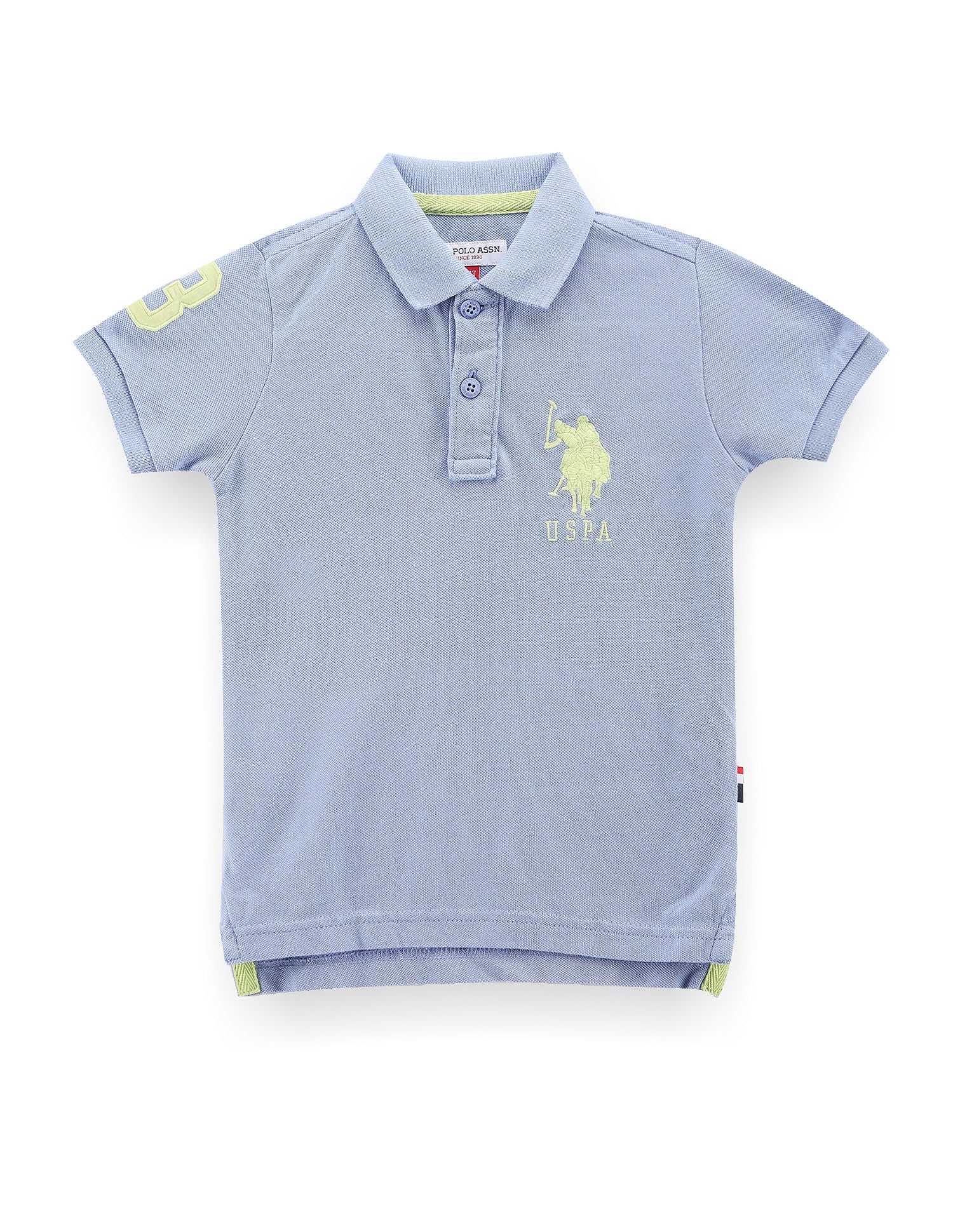 Boys Numeric Applique Solid Polo Shirt