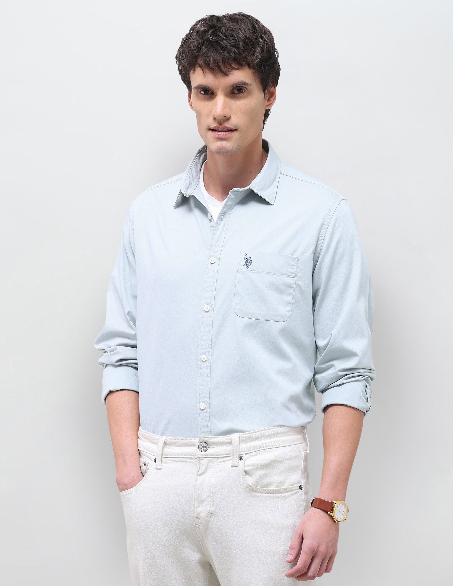 Twill Solid Shirt Blue - U.S. Polo Assn. India | Large