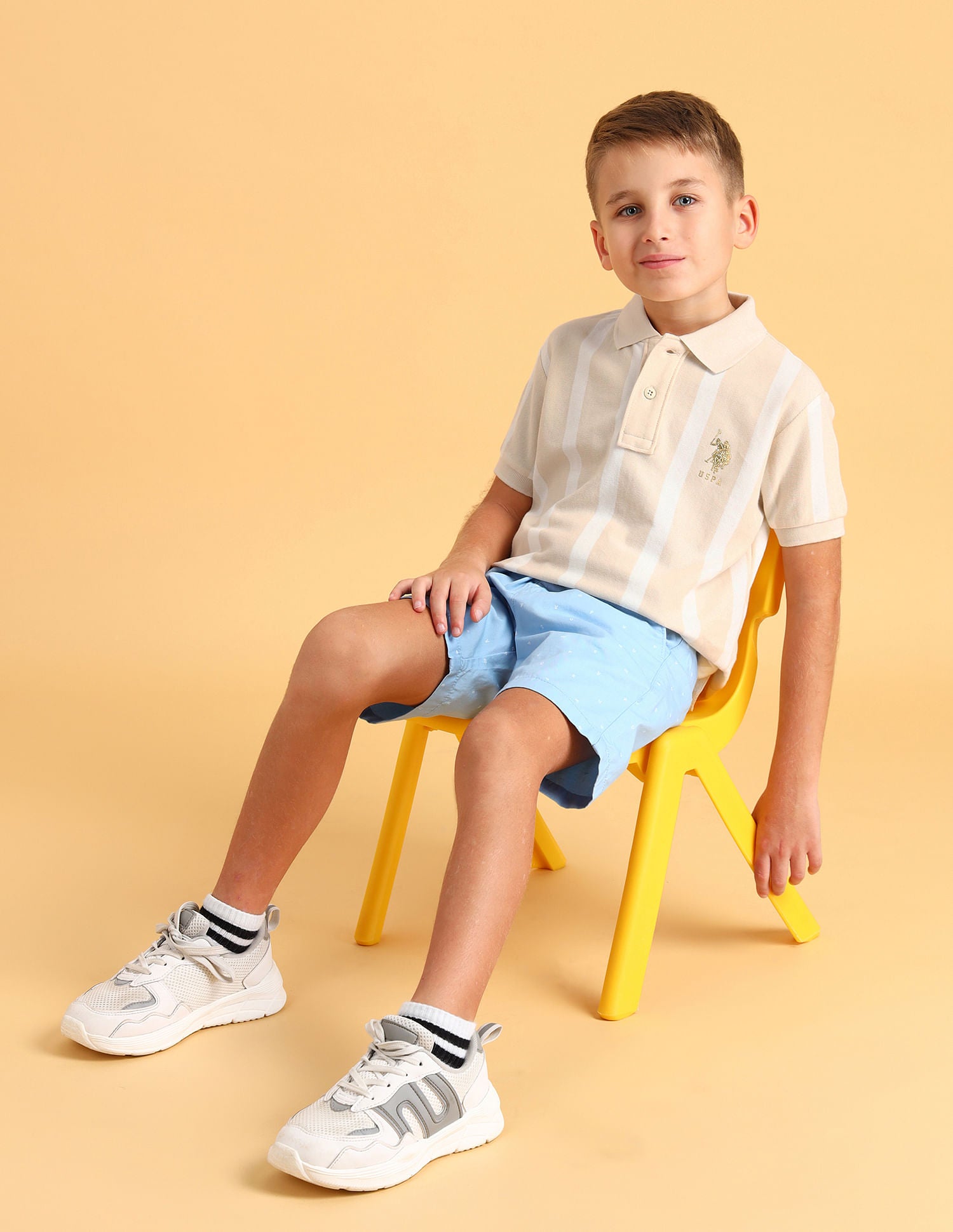 Boys Striped Polo Shirt White and Grey - U.S. Polo Assn. India | Large