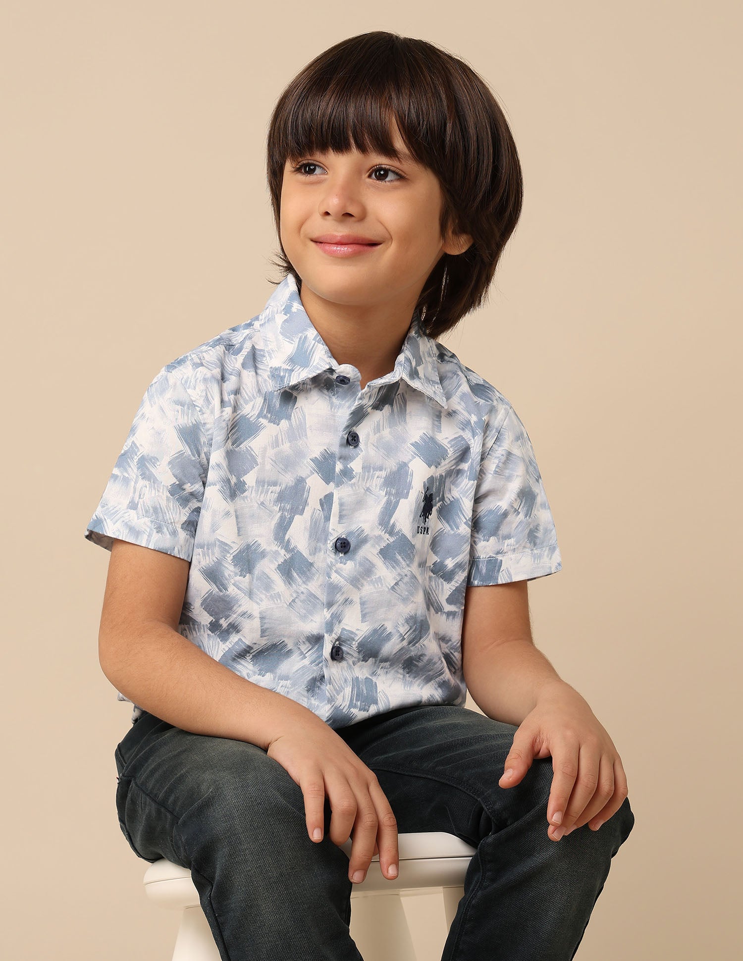 Boys Abstract Printed Satin Shirt