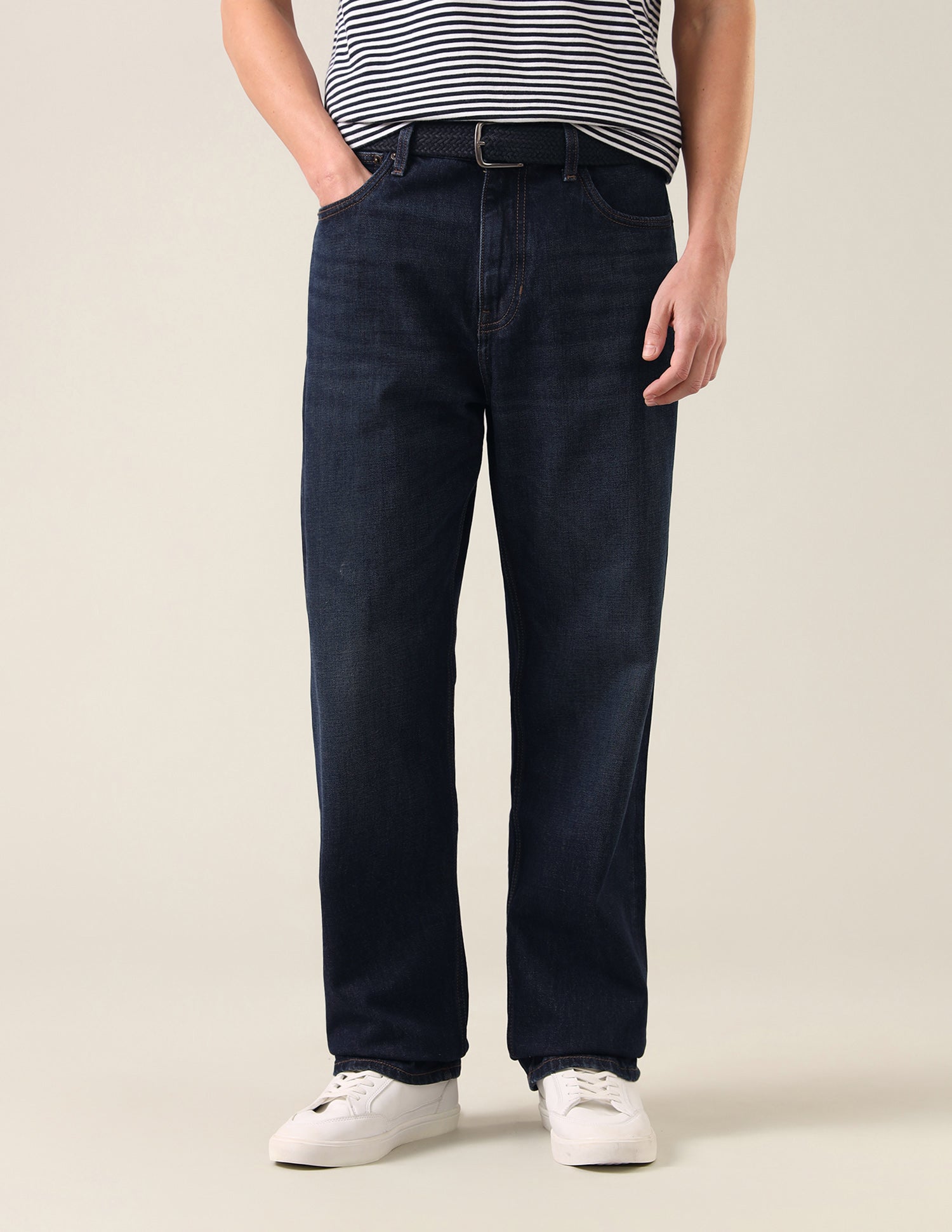 Logan Loose Straight Fit Whiskered Jeans Rinse Blue - U.S. Polo Assn. India | Large
