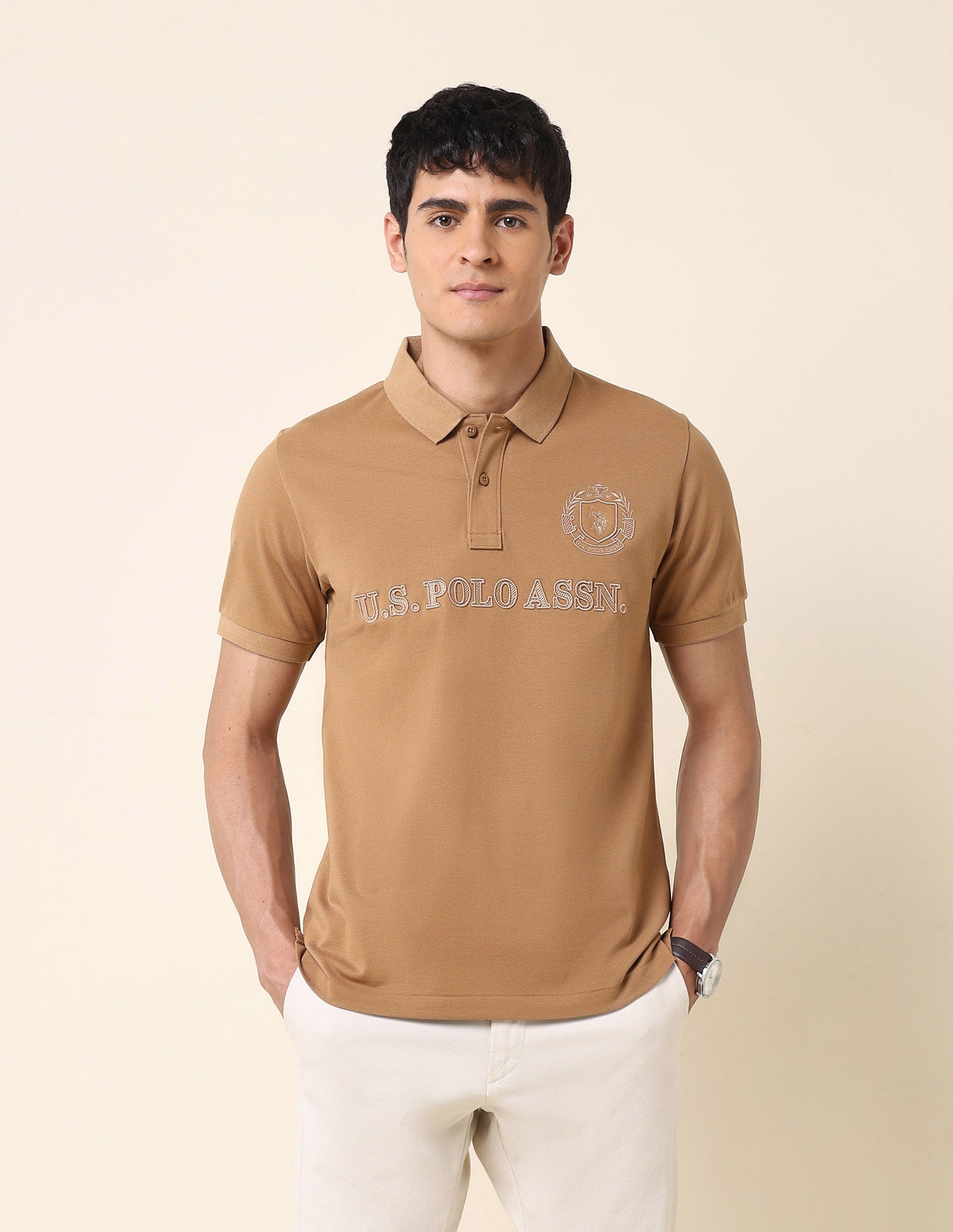 Brand Embroidered Classic Polo Shirt Brown - U.S. Polo Assn. India | Large