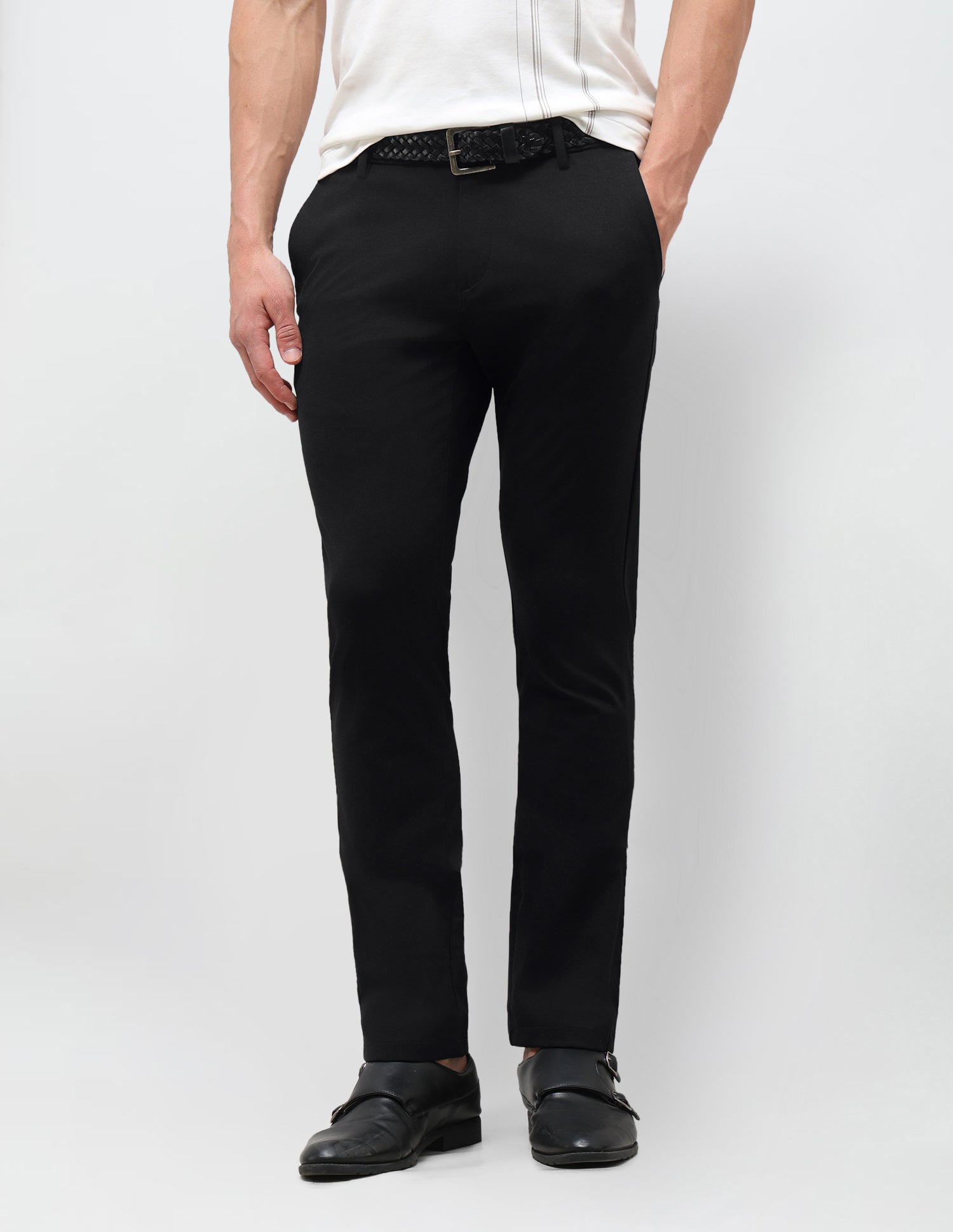 Satin Slim Fit Trousers Black - U.S. Polo Assn. India | Large