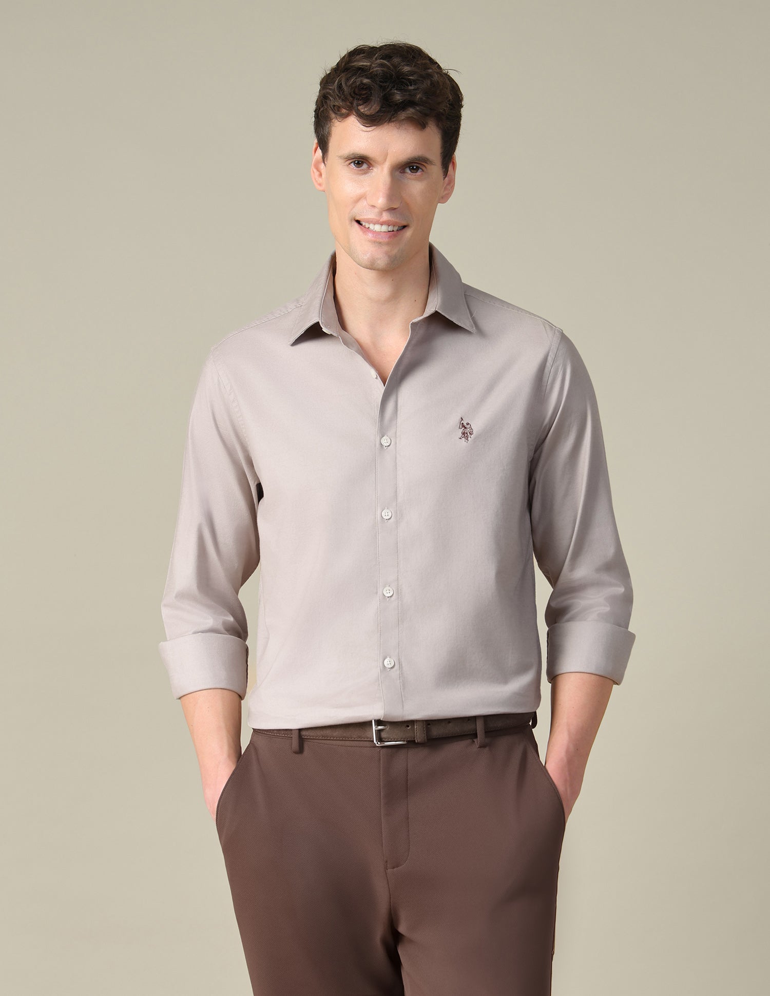 Dobby Tailored Fit Shirt White - U.S. Polo Assn. India | Large