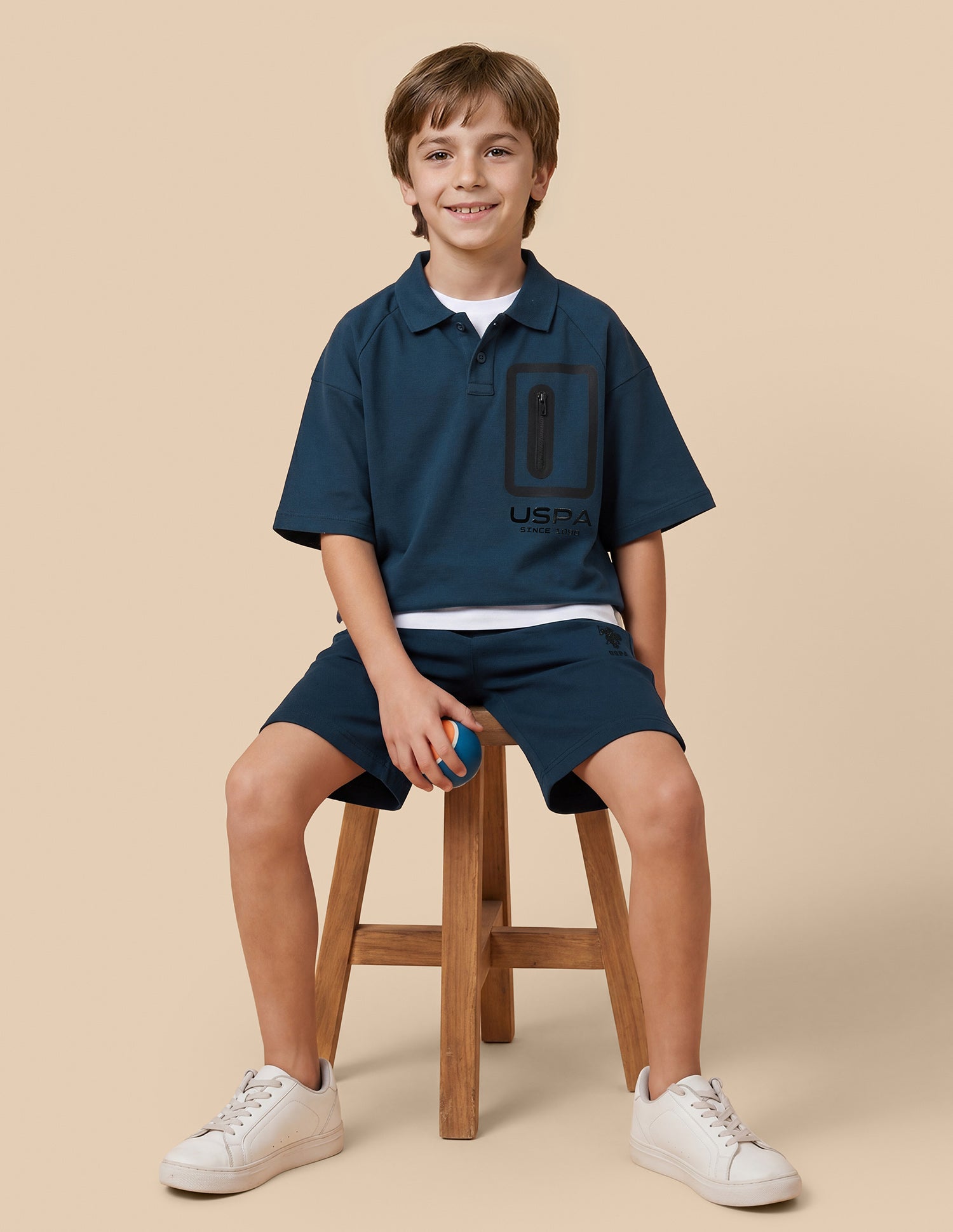 Solid Oversized Fit Polo Shirt Dark Blue - U.S. Polo Assn. India | Large