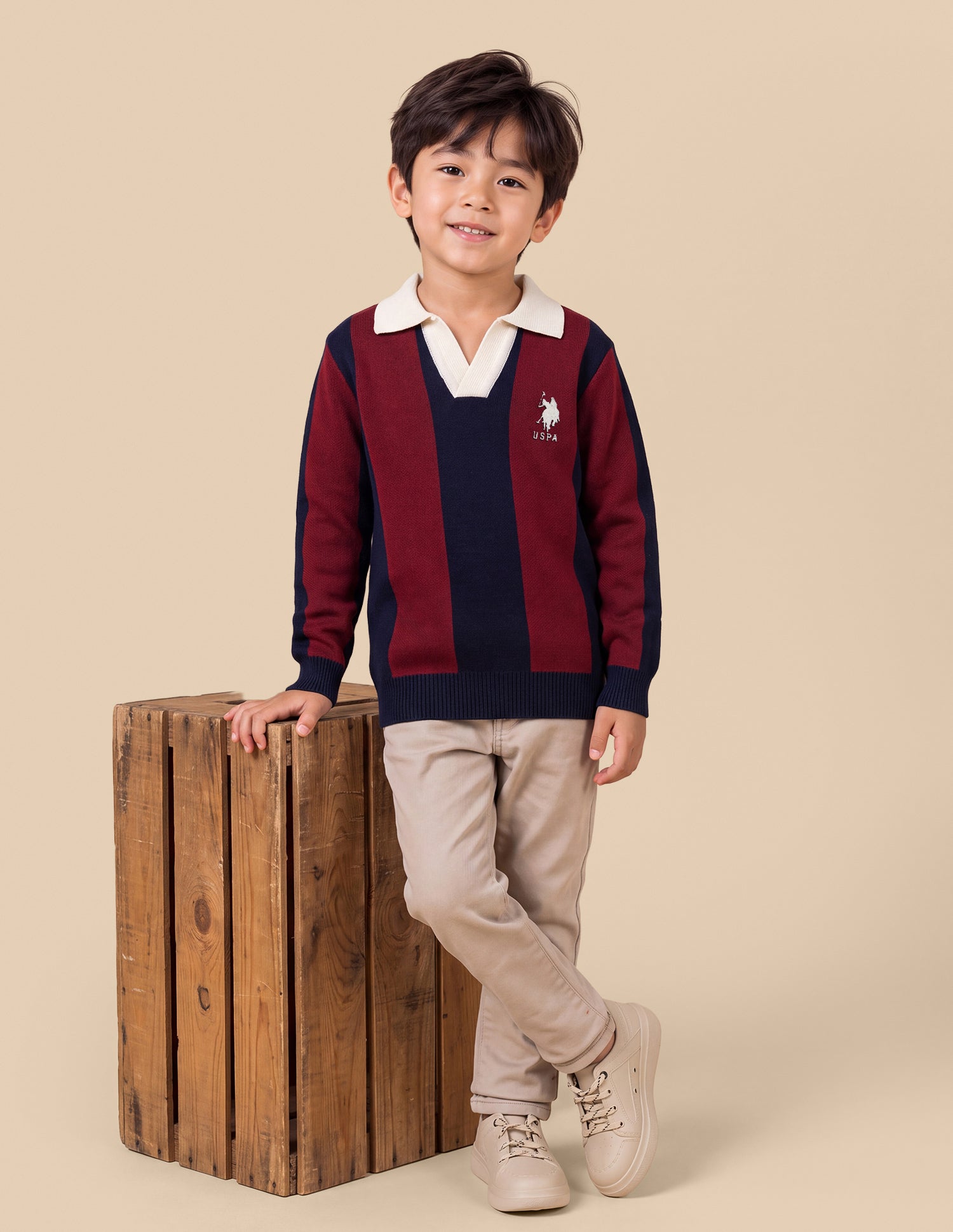 Vertical Striped Regular Fit Sweater Red - U.S. Polo Assn. India | Large