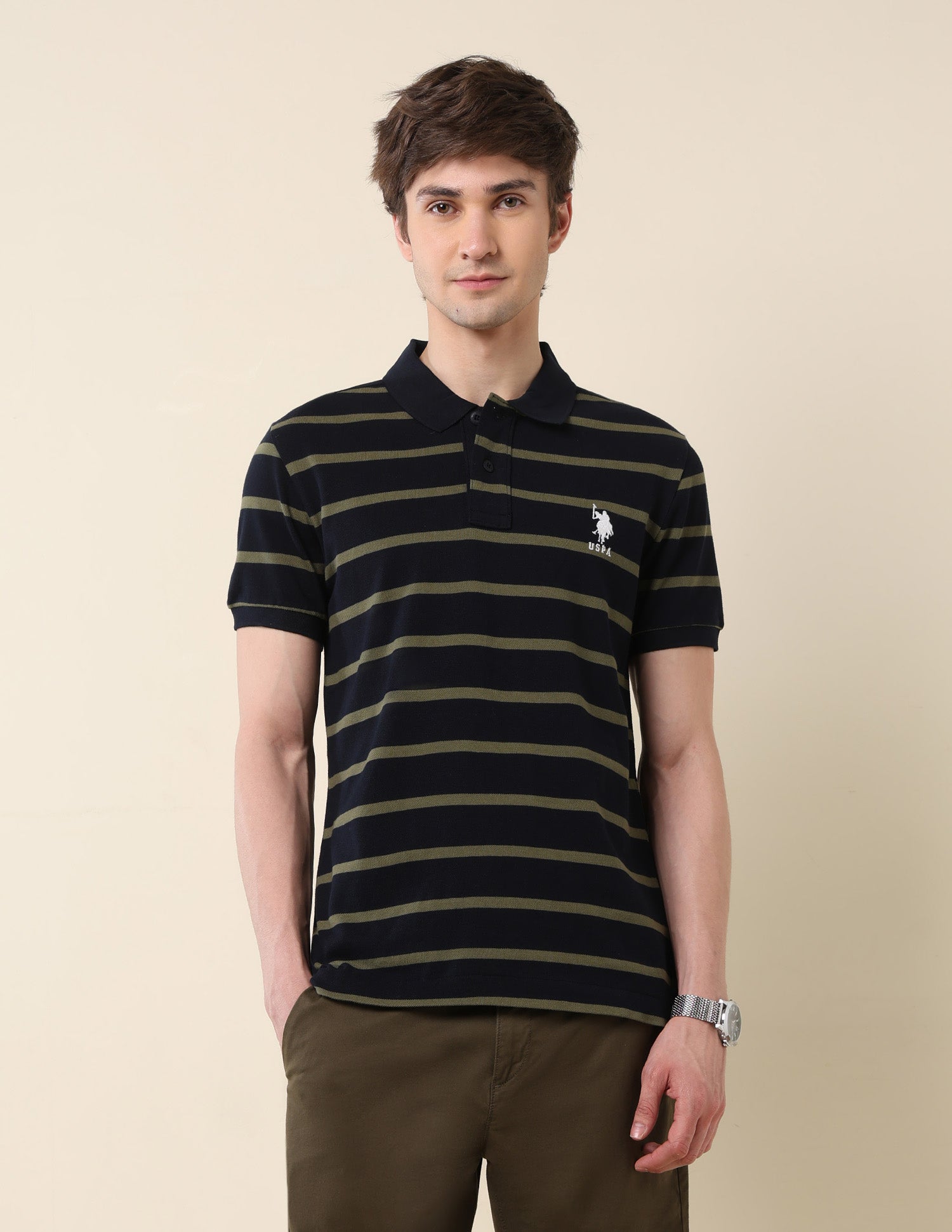 Horizontal Striped Classic Polo Shirt
