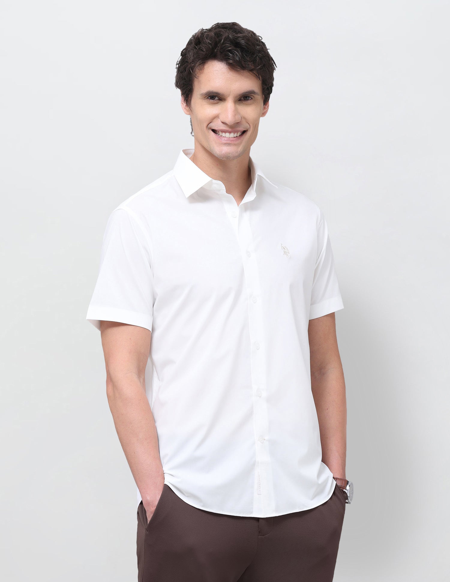 Solid Regular Fit Shirt White - U.S. Polo Assn. India | Large