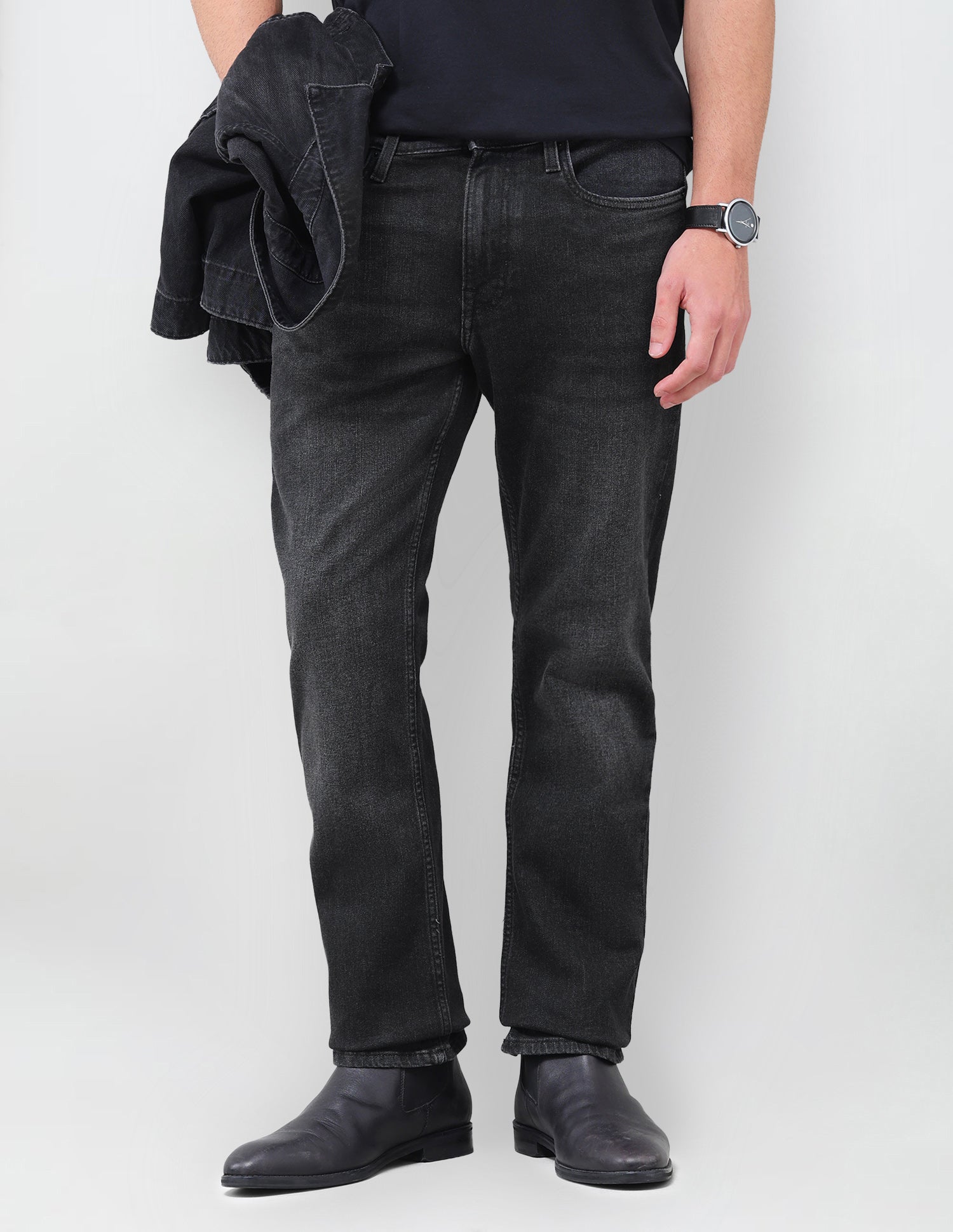 Harold Slim Straight Fit Black Jeans