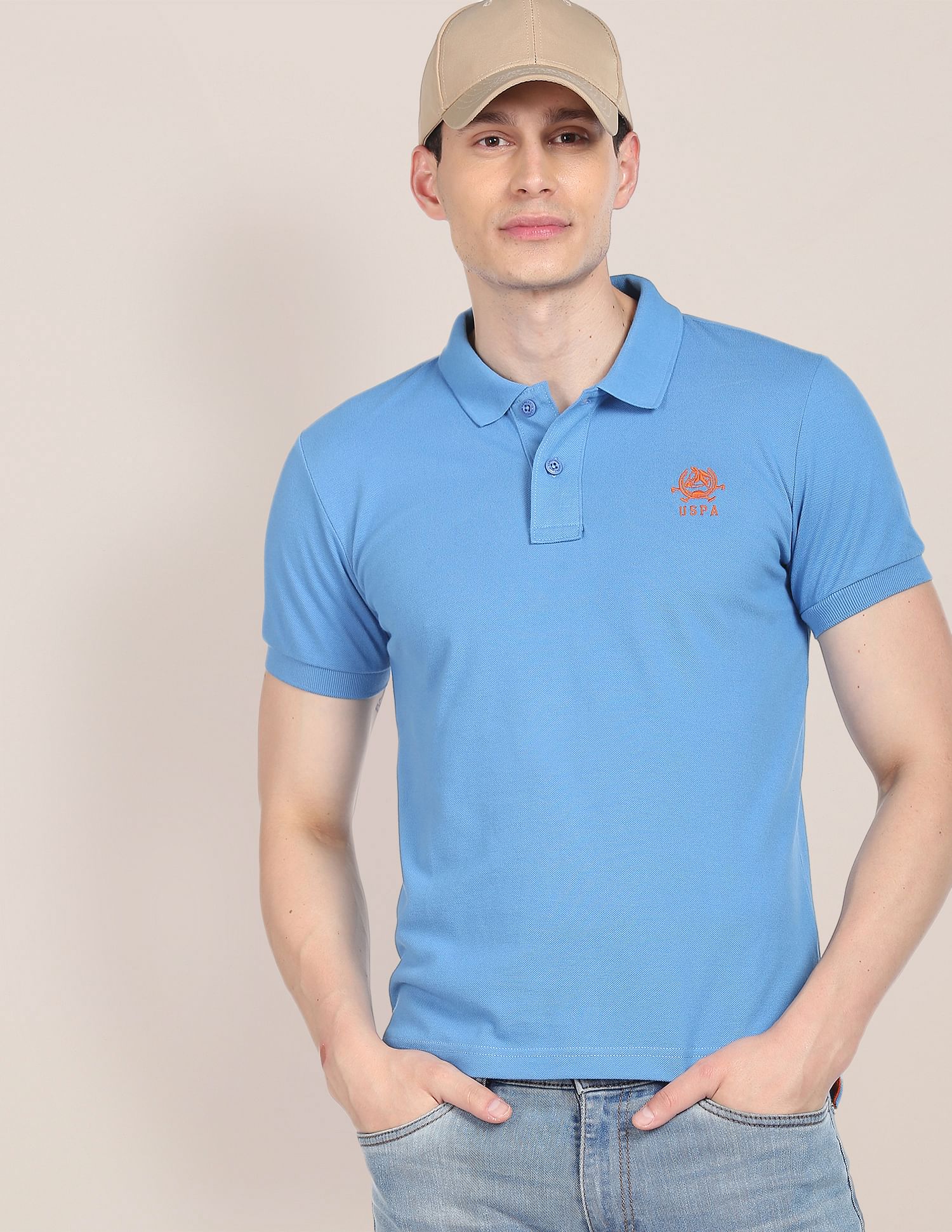 Solid Pique Polo Shirt Light Blue - U.S. Polo Assn. India | Large