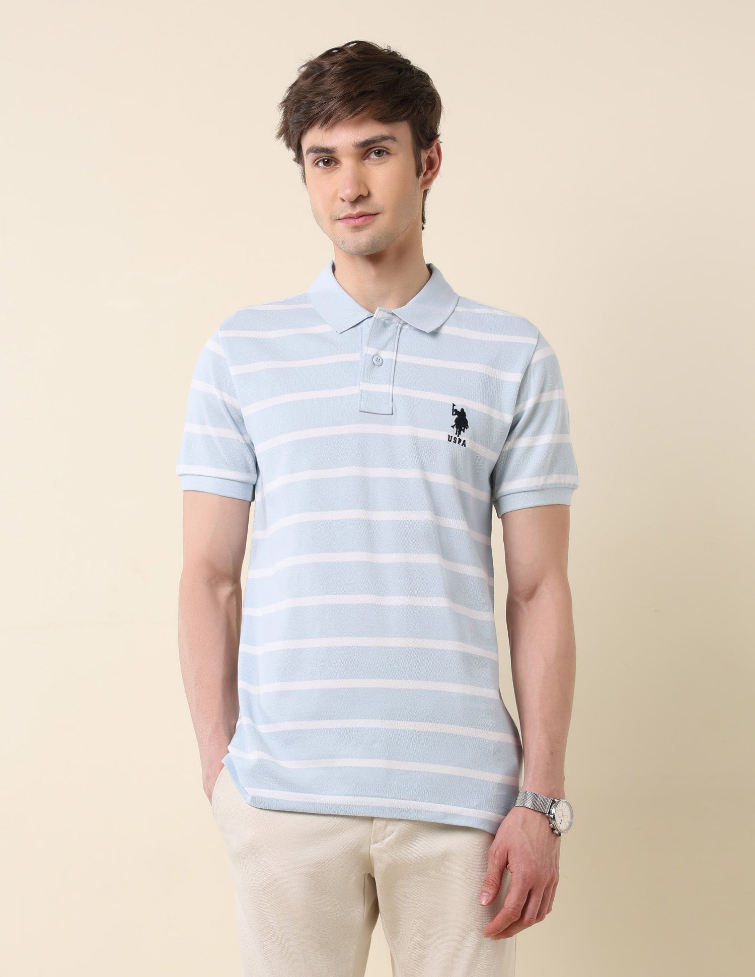 Horizontal Striped Classic Polo Shirt