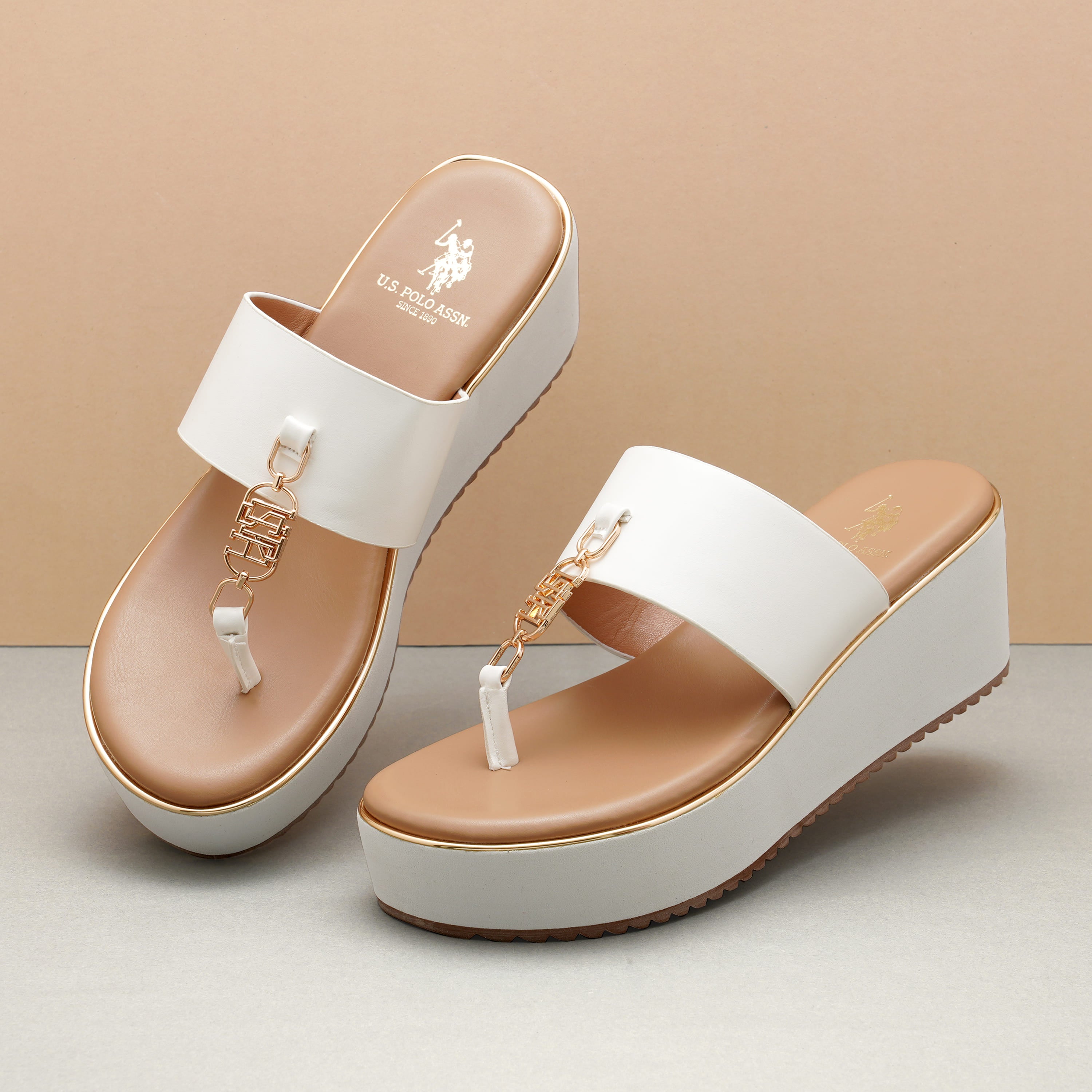 Alessia White Lightweight Wedges White - U.S. Polo Assn. India | Large